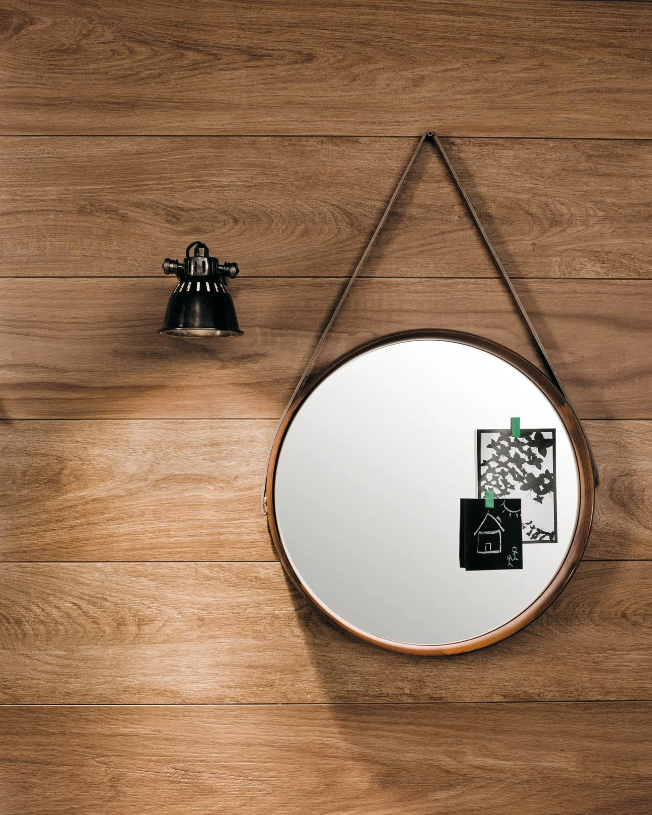 Wood effect porcelain plank tile with realistic detailing and matte finish.