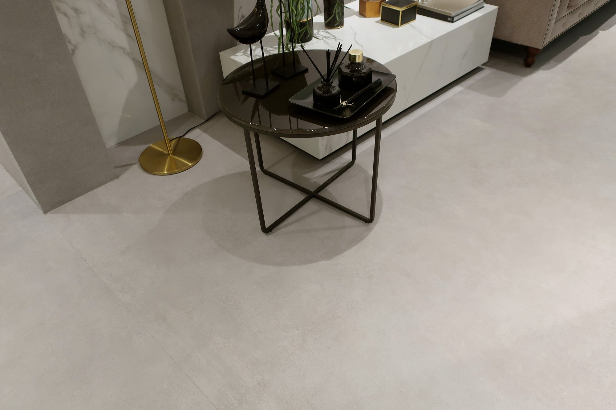 Luna Off-White concrete look porcelain tile with matte finish for floor and wall