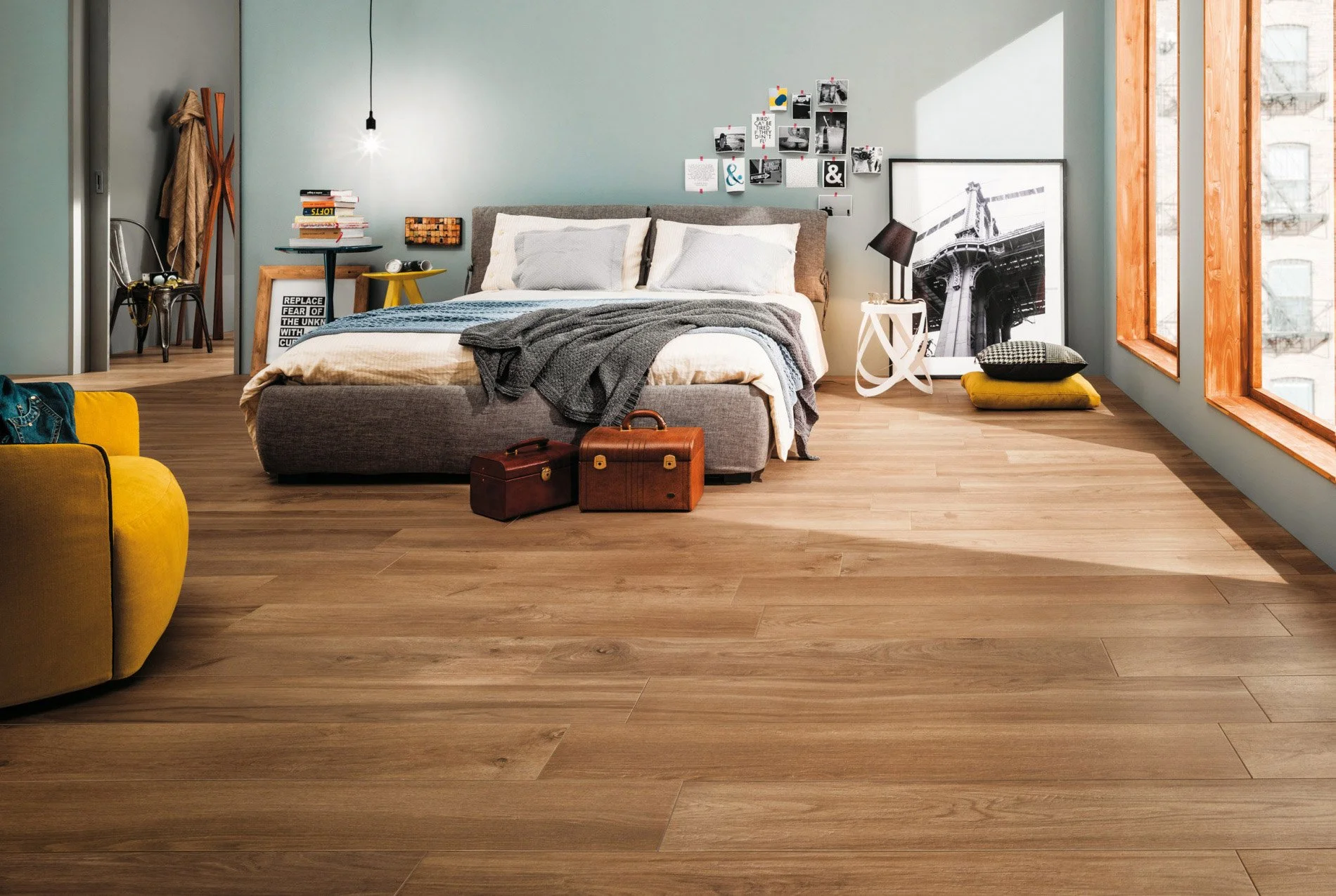 Wood look tile flooring designed for modern Toronto homes and commercial spaces.