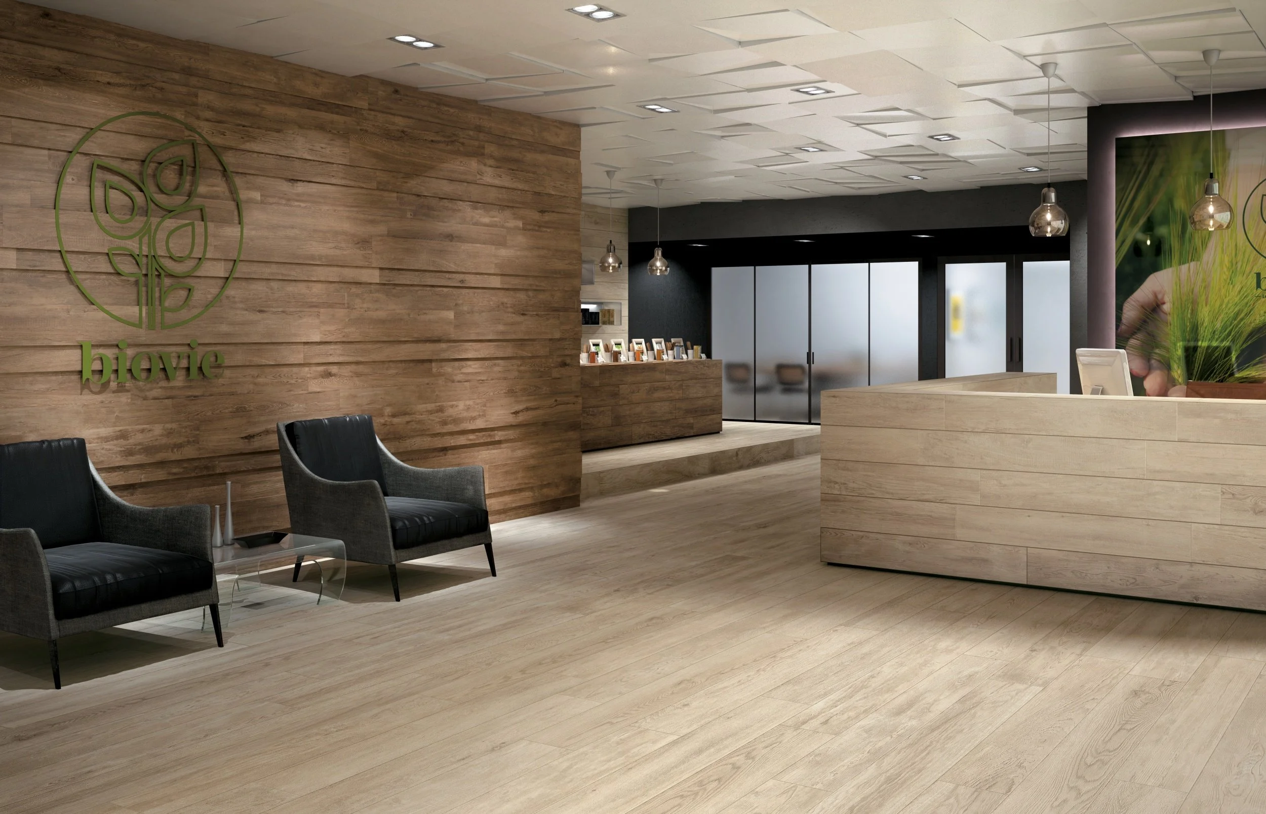Porcelain wood look plank flooring designed for modern Toronto homes.