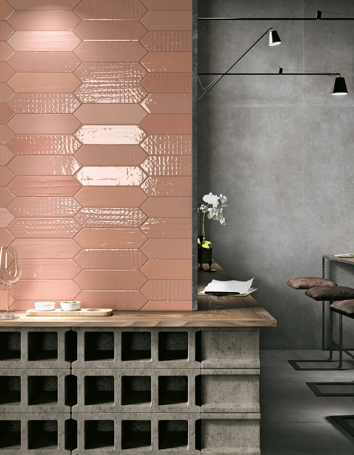 Smooth concrete effect tile with soft grey color tones.