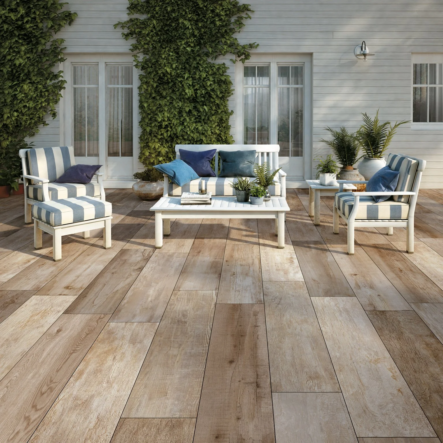 Wood style porcelain tile with realistic texture, ideal for modern living spaces.