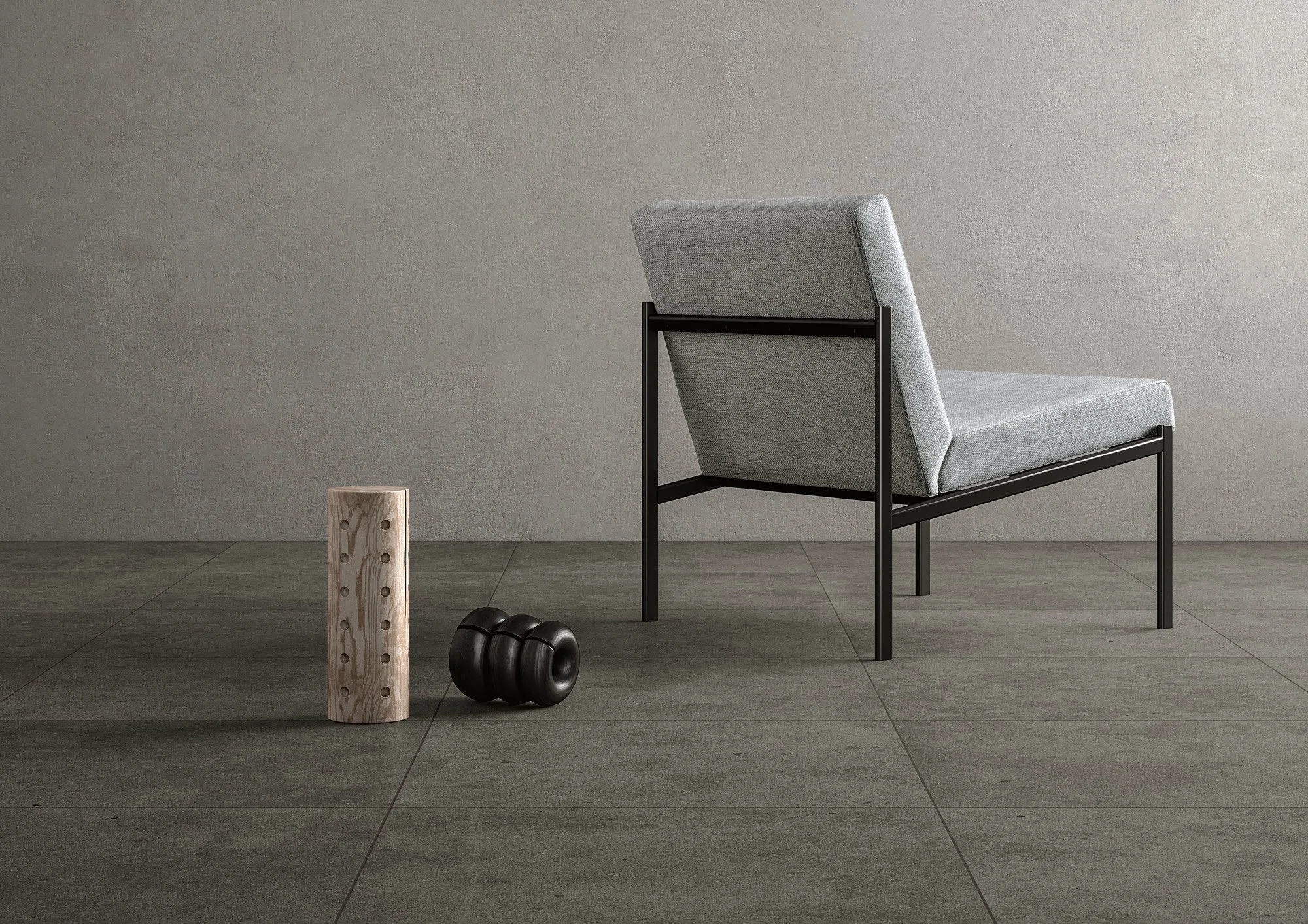 Concrete look porcelain tile designed for modern condos and urban homes.