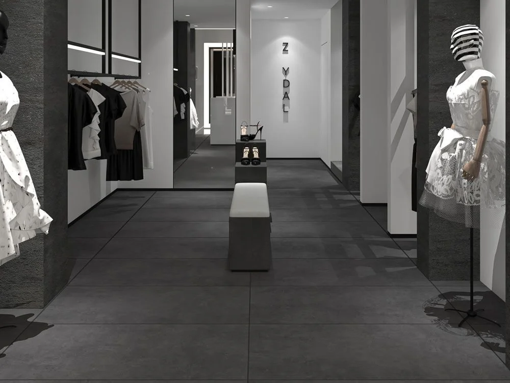 Ark Black concrete look porcelain tile with matte finish for floor and wall