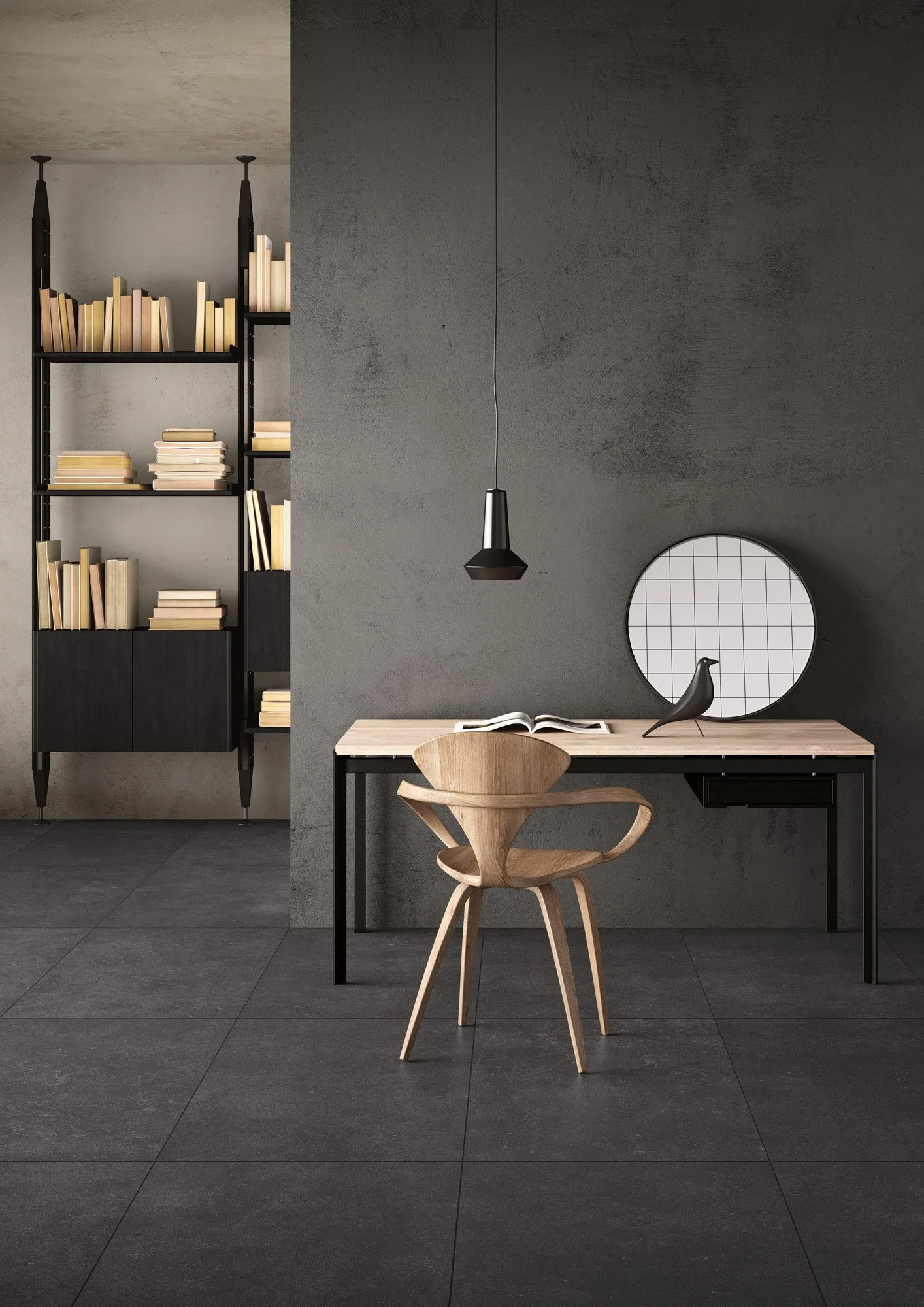 Modern Toronto interior showcasing premium concrete look porcelain tile.