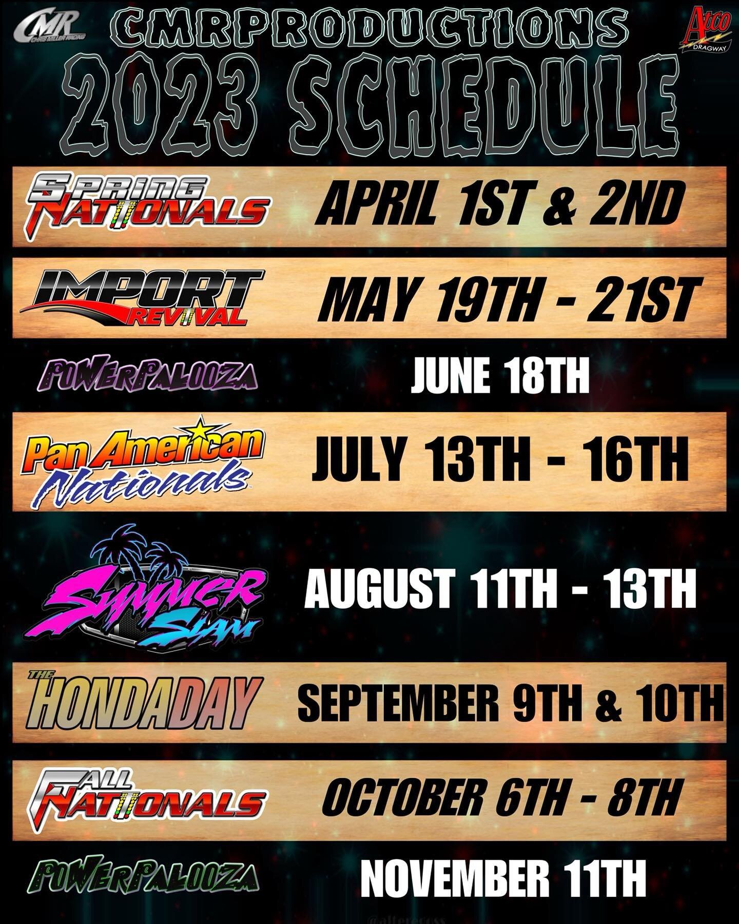 2023 season schedule is ready. All of us here are ready to get the new season under way!!