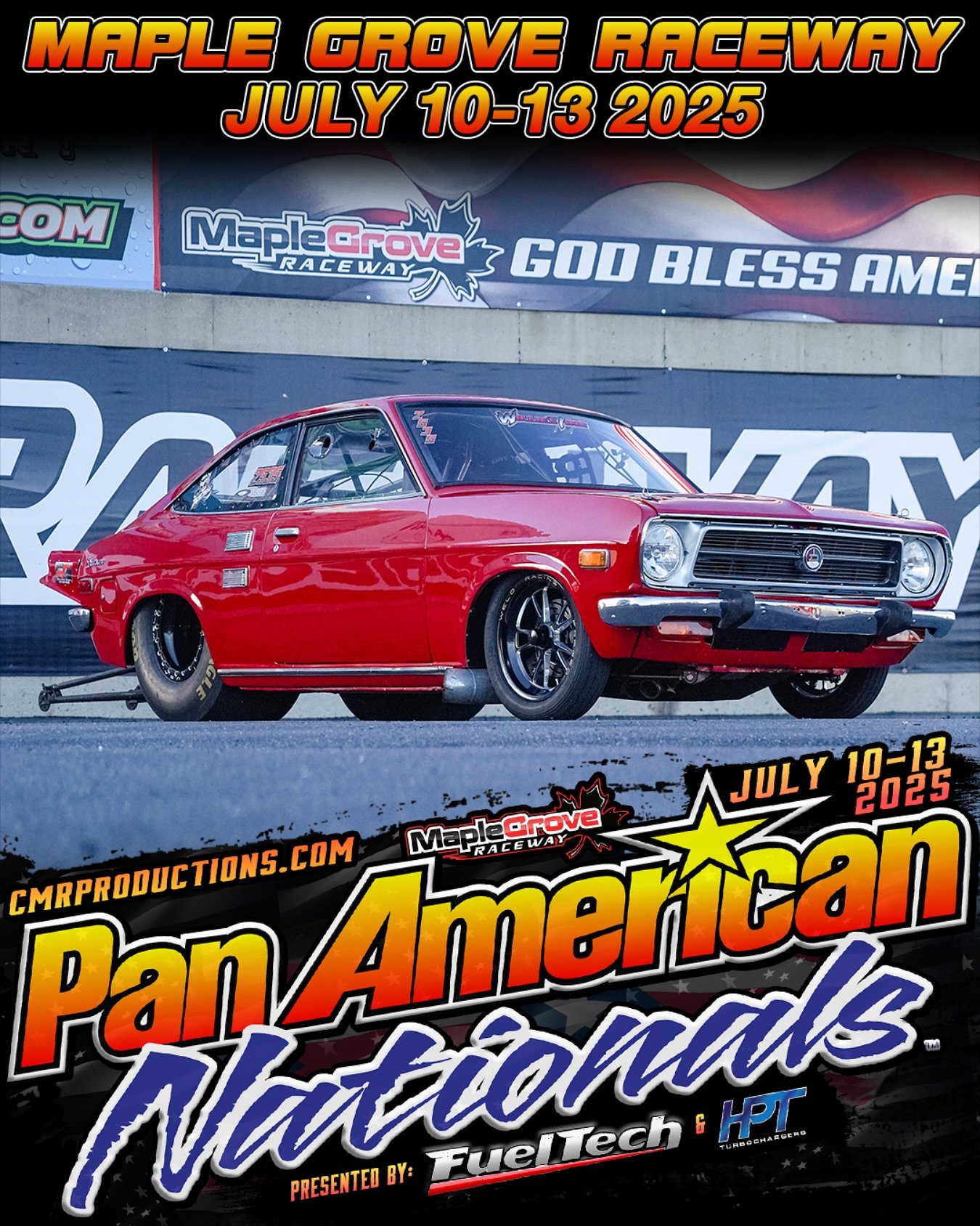 Pan American Nationals
📍 @maplegrove1320
🗓️ July 10th-13th
7/10/25 - 7/13/25
Mohnton, Pennsylvania 

👉All event info: CMRproductions.com 

#chrismillerracing #cmrproductions #cmr #maplegroveraceway #raceway #dragway #dragracing #dragrace #racecar 