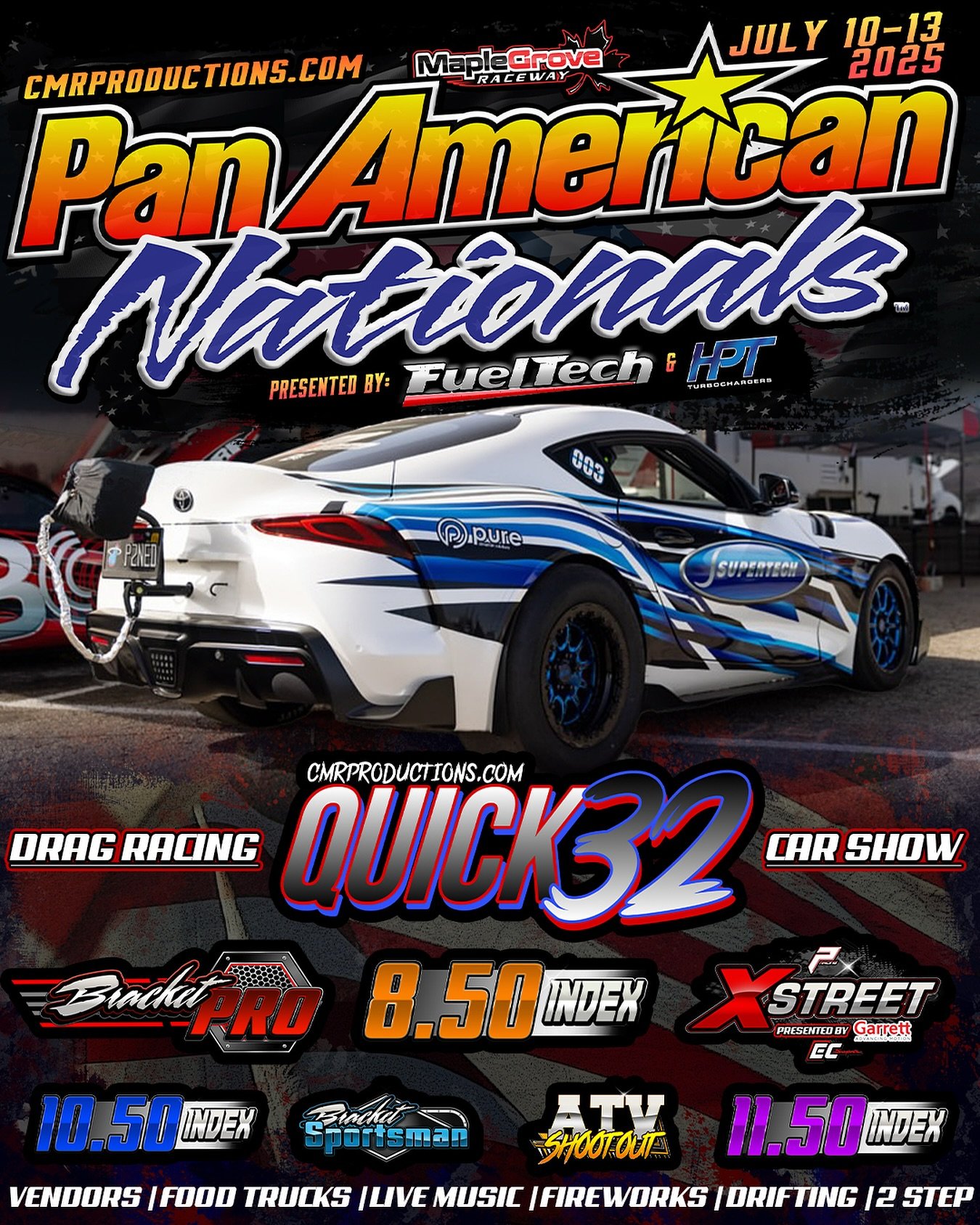 Pan American Nationals
📍 @maplegrove1320
🗓️ July 10th-13th
7/10/25 - 7/13/25
Mohnton, Pennsylvania 

👉All event info: CMRproductions.com 

#chrismillerracing #cmrproductions #cmr #maplegroveraceway #raceway #dragway #dragracing #dragrace #racecar 