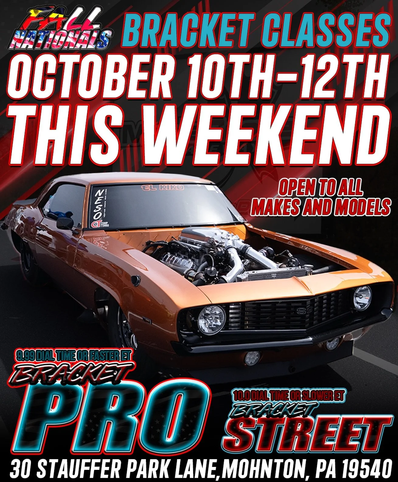 BRACKET RACERS THIS IS YOUR CALL! 📣
🏎️BRACKET PRO 9.99 and Faster
🛞BRACKET STREET 10.00 and Faster 
Fall Nationals 2025!
📍 Maple Grove Raceway
🗓️ October 10th-12th
10/10/25 - 10/12/25
Mohnton, Pennsylvania 

#chrismillerracing #cmrproductions #c