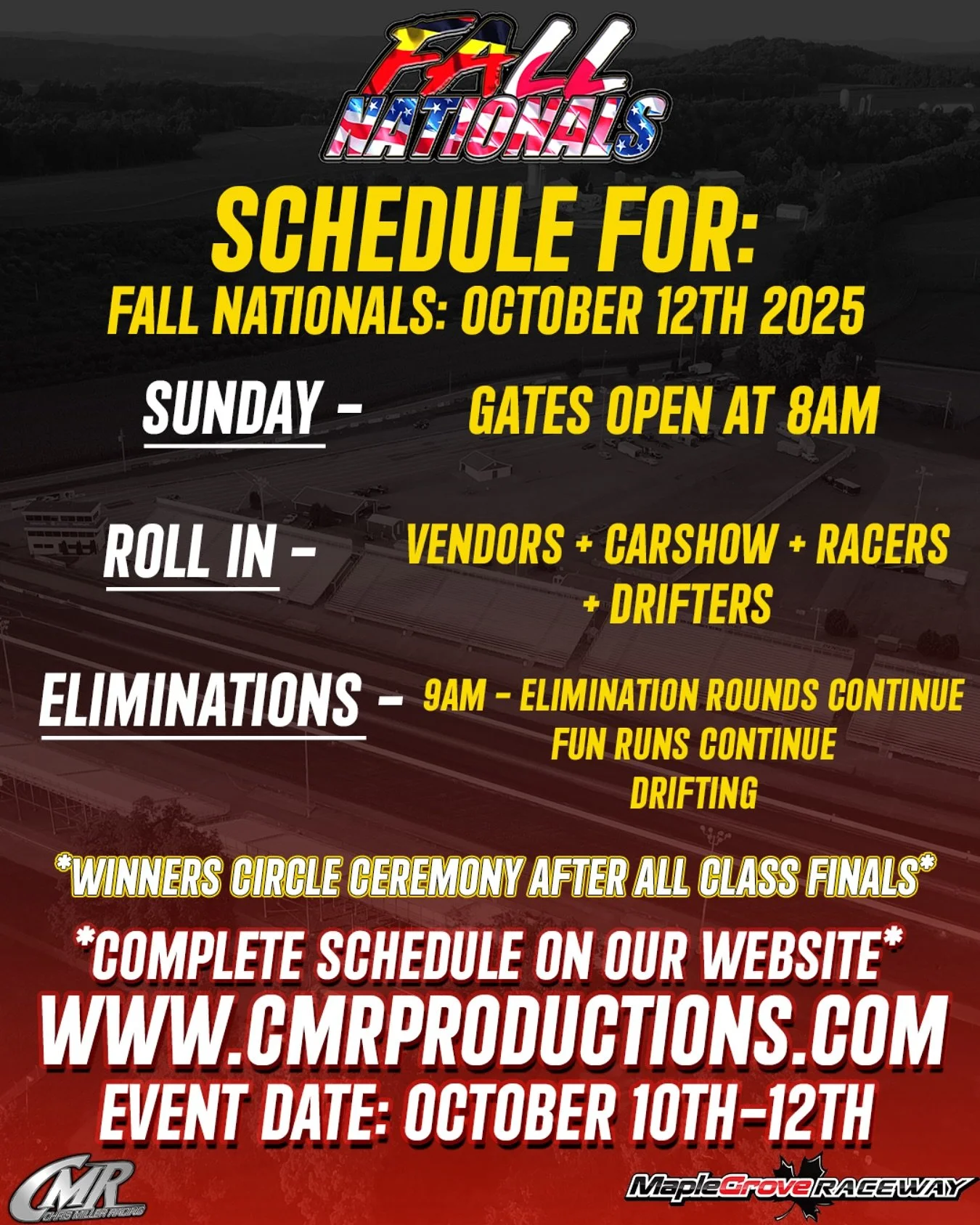 Fall Nationals 2025!
📍 Maple Grove Raceway
🗓️ October 10th-12th
10/10/25 - 10/12/25
Mohnton, Pennsylvania 

#chrismillerracing #cmrproductions #cmr #maplegroveraceway #raceway #dragway #dragracing #dragrace #racecar #race