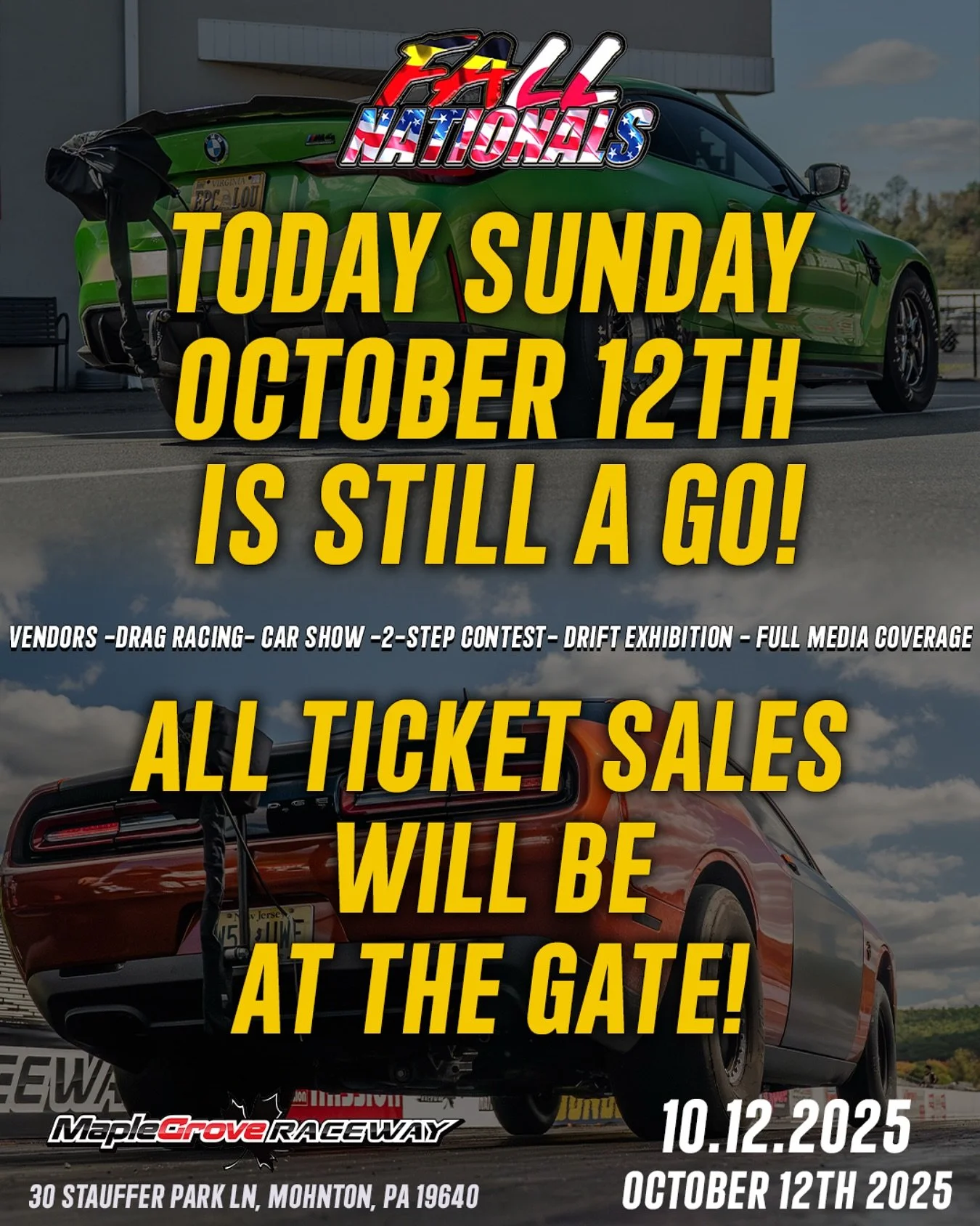Fall Nationals 2025!
📍 Maple Grove Raceway
🗓️ October 10th-12th
10/10/25 - 10/12/25
Mohnton, Pennsylvania 

#chrismillerracing #cmrproductions #cmr #maplegroveraceway #raceway #dragway #dragracing #dragrace #racecar #race