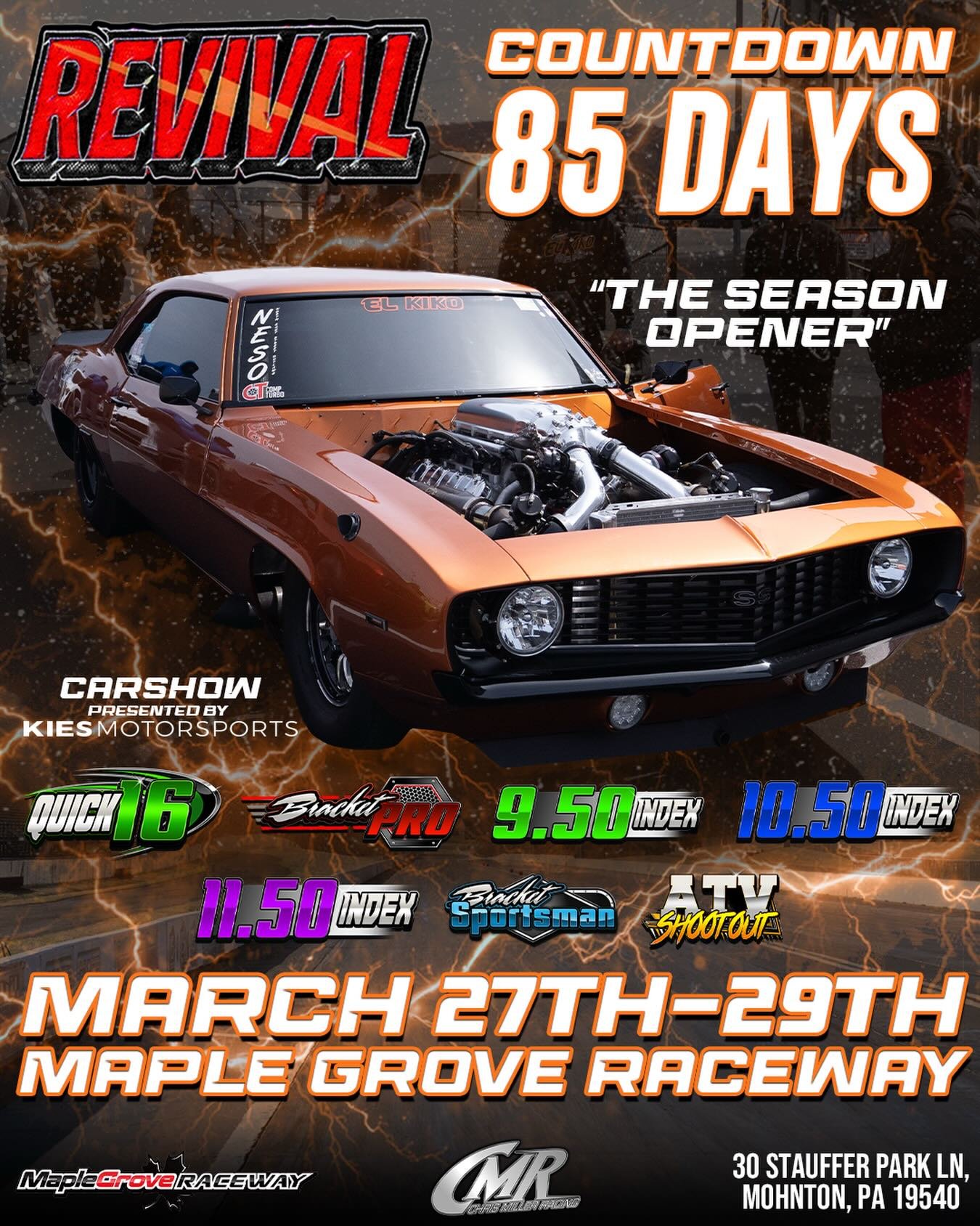 The Season Open this year! Have those cars Ready🔥
Instagram DM 📲 @chrismillerracing
Website 💻 www.cmrproductions.com
Email 📩 info@cmrproductions.com

#CMRProductions #Dragracing #maplegroveraceway #drifting #Pennsylvania