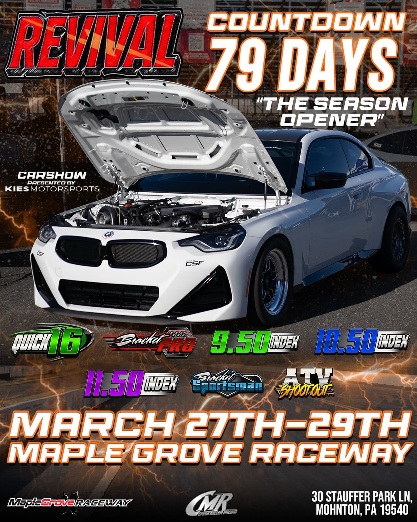 The Season Opener this year! Have those cars Ready🔥
Instagram DM 📲 @chrismillerracing
Website 💻 www.cmrproductions.com
Email 📩 info@cmrproductions.com

#CMRProductions #Dragracing #maplegroveraceway #drifting #Pennsylvania
