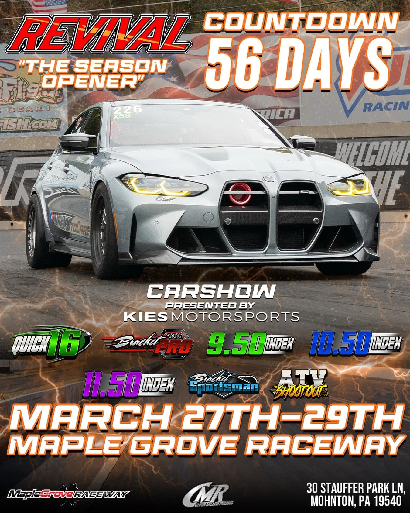 Counting down those days 💪
Instagram DM 📲 @chrismillerracing
Website 💻 www.cmrproductions.com
Email 📩 info@cmrproductions.com

#CMRProductions #Dragracing #maplegroveraceway #drifting #Pennsylvania