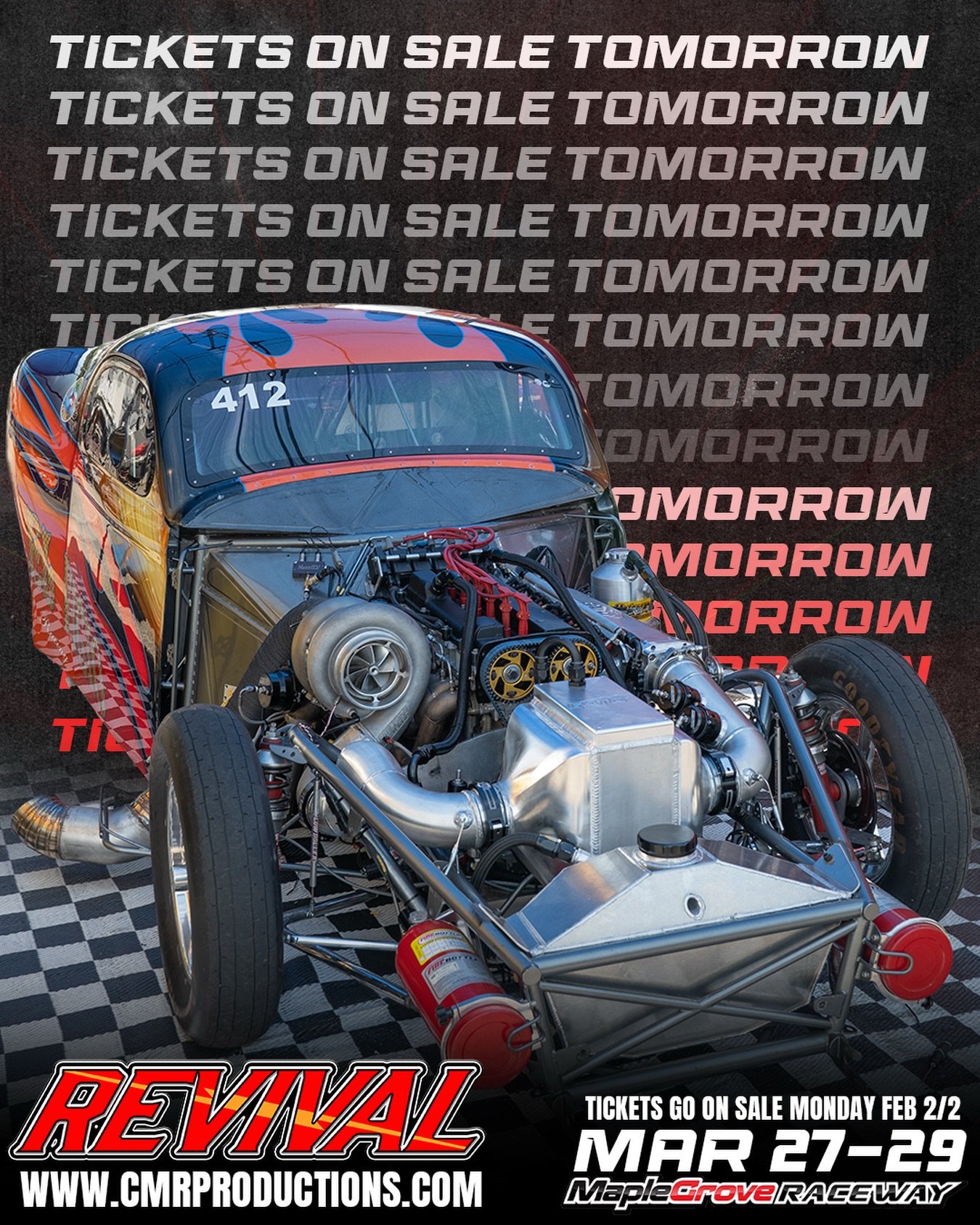 Just a friendly reminder! TICKETS GO ON SALE TOMORROW FOR REVIVAL 🔥
Instagram DM 📲 @chrismillerracing
Website 💻 www.cmrproductions.com
Email 📩 info@cmrproductions.com

#CMRProductions #Dragracing #maplegroveraceway #drifting #Pennsylvania