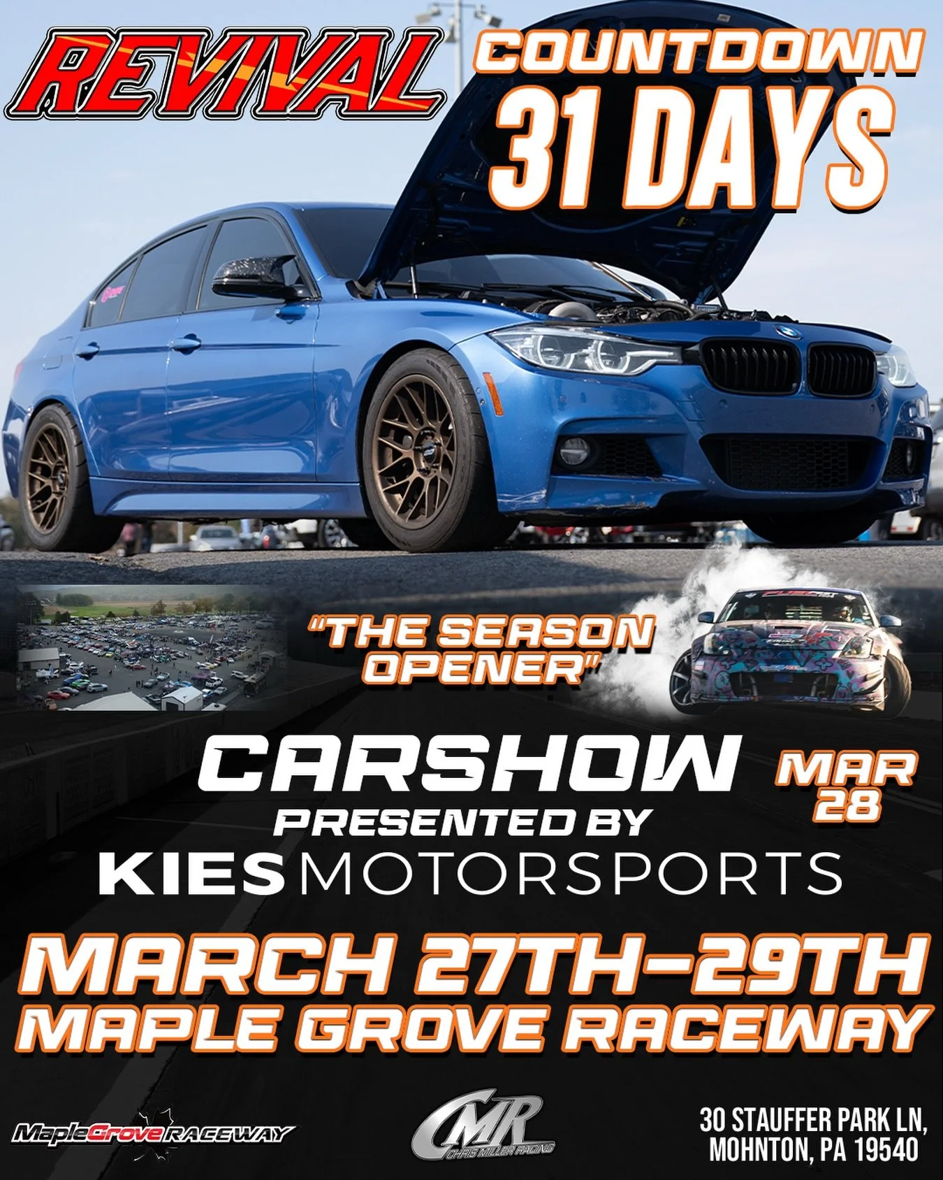 31 Days Left 👀🔥
Instagram DM 📲 @chrismillerracing
Website 💻 www.cmrproductions.com
Email 📩 info@cmrproductions.com

#CMRProductions #Dragracing #maplegroveraceway #drifting #Pennsylvania