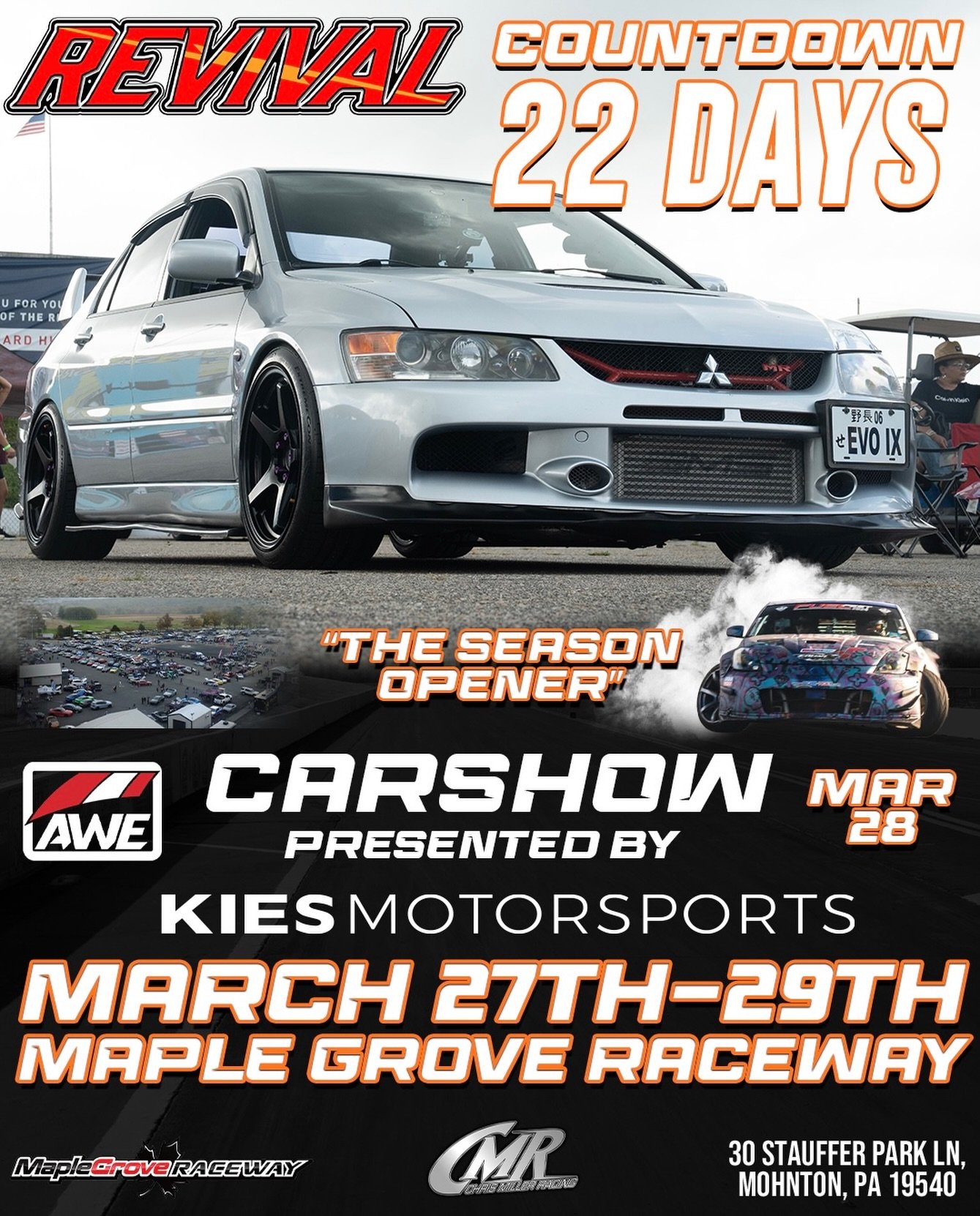 22 Days away from this banger‼️
Revival 🏁 March 27th-29th @maplegrove1320 
Instagram DM 📲 @chrismillerracing
Website 💻 www.cmrproductions.com
Email 📩 info@cmrproductions.com

#CMRProductions #Dragracing #maplegroveraceway #drifting #Pennsylvania