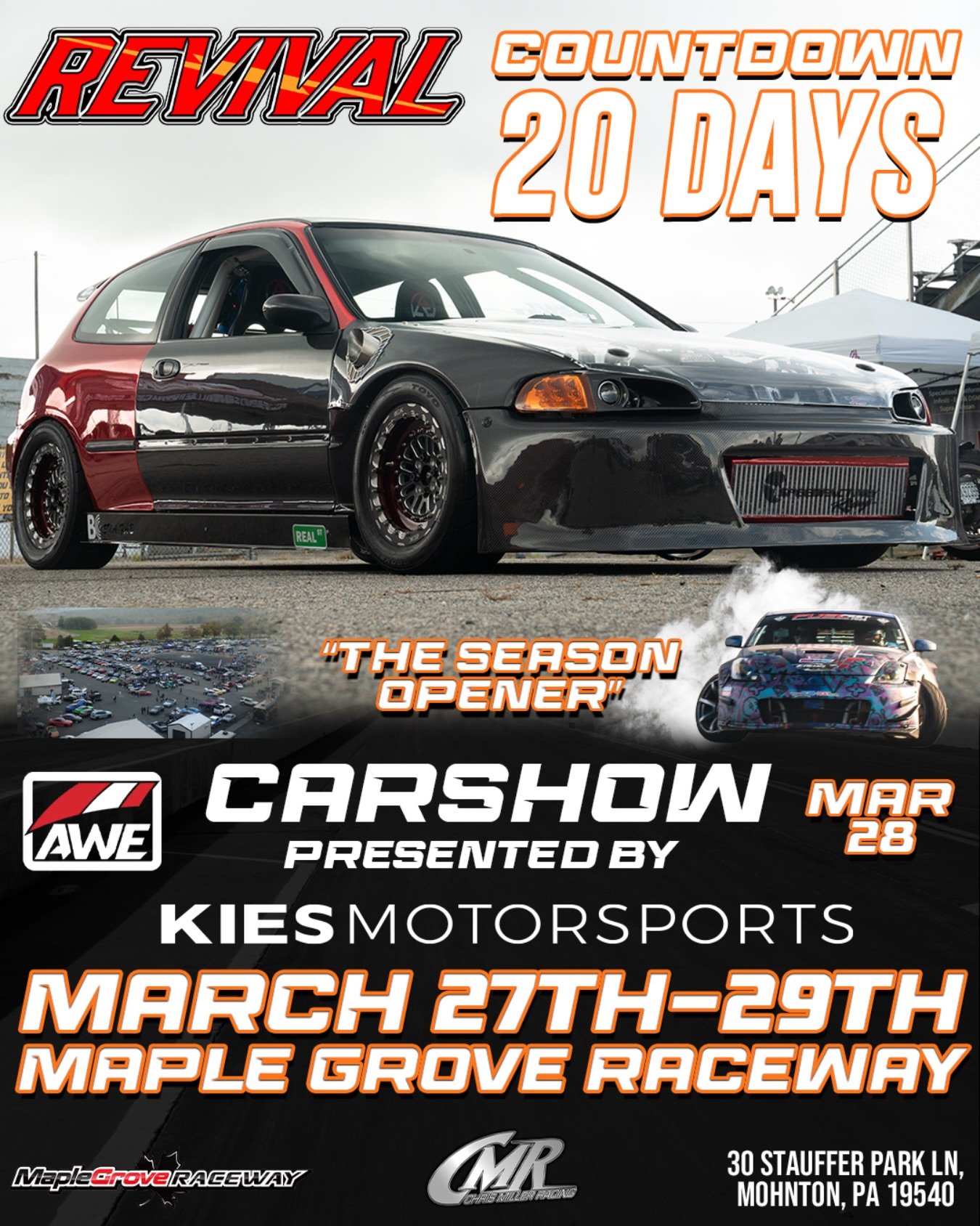 Revival is coming up get those cars ready for an action packed weekend ‼️
Instagram DM 📲 @chrismillerracing
Website 💻 www.cmrproductions.com
Email 📩 info@cmrproductions.com

#CMRProductions #Dragracing #maplegroveraceway #drifting #Pennsylvania