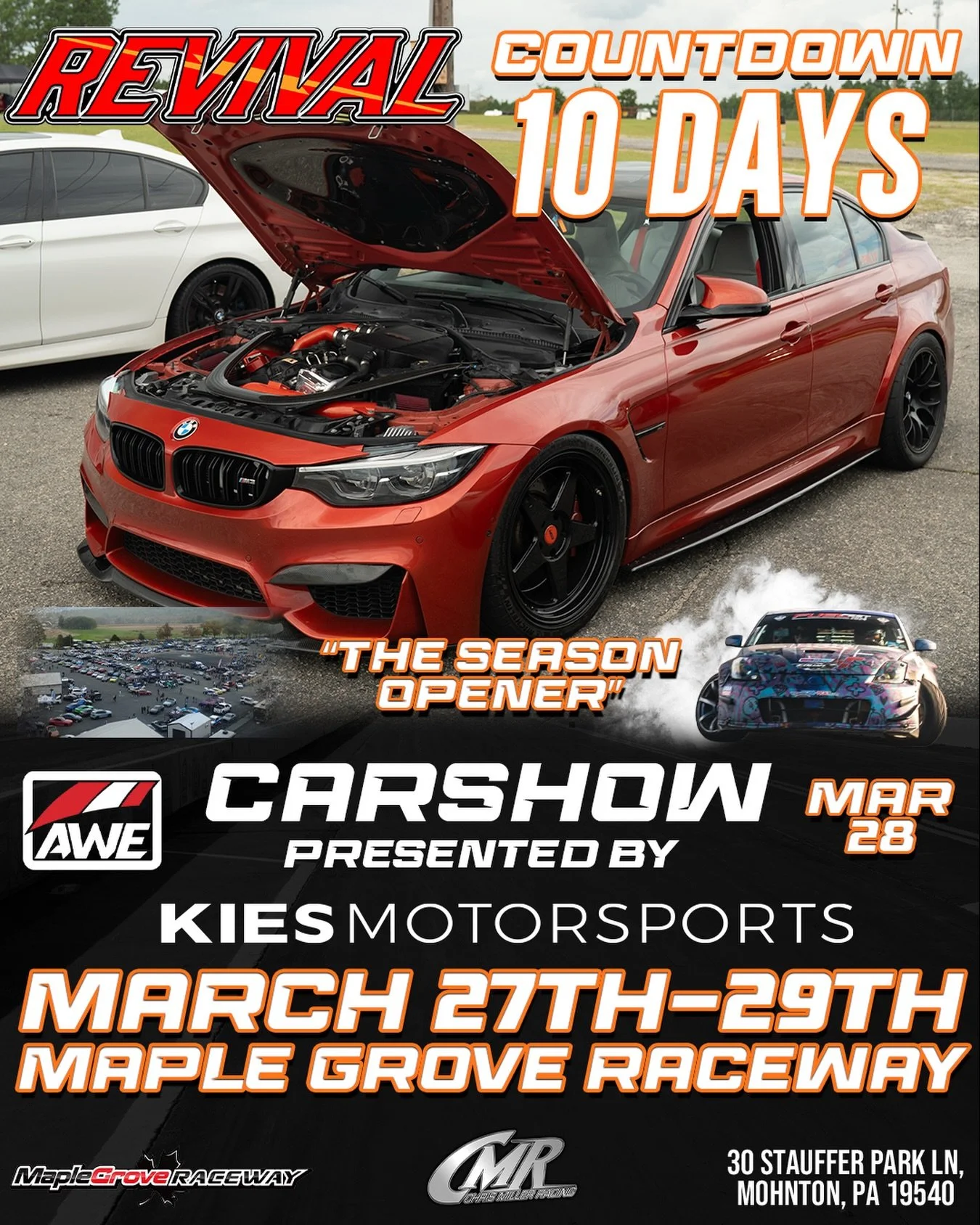 Let&rsquo;s go! Only 10 days away from Revival 🔥💪
Instagram DM 📲 @chrismillerracing
Website 💻 www.cmrproductions.com
Email 📩 info@cmrproductions.com

#CMRProductions #Dragracing #maplegroveraceway #drifting #Pennsylvania