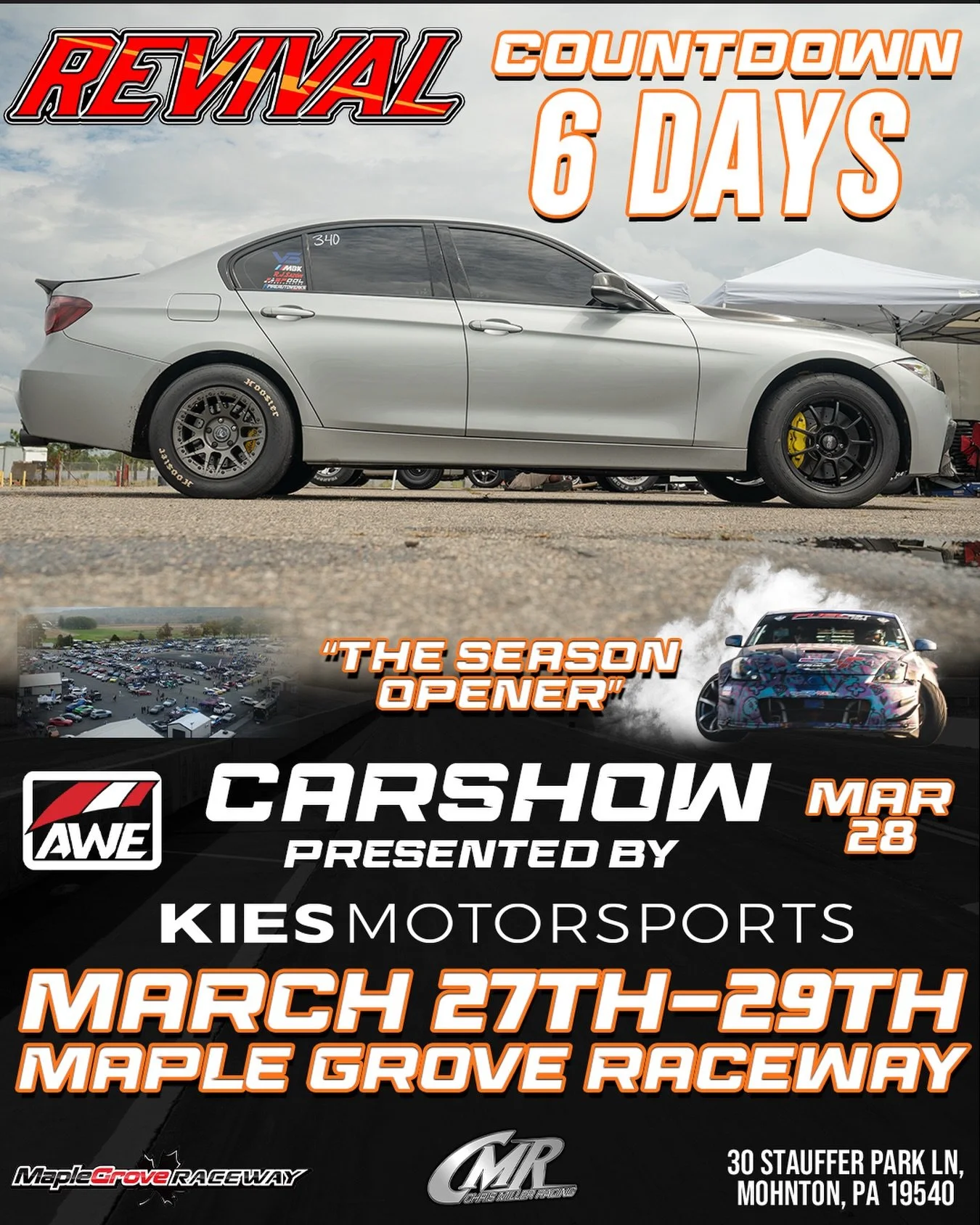 We are now less than a week away from Revival 🔥
Instagram DM 📲 @chrismillerracing
Website 💻 www.cmrproductions.com
Email 📩 info@cmrproductions.com

#CMRProductions #Dragracing #maplegroveraceway #drifting #Pennsylvania