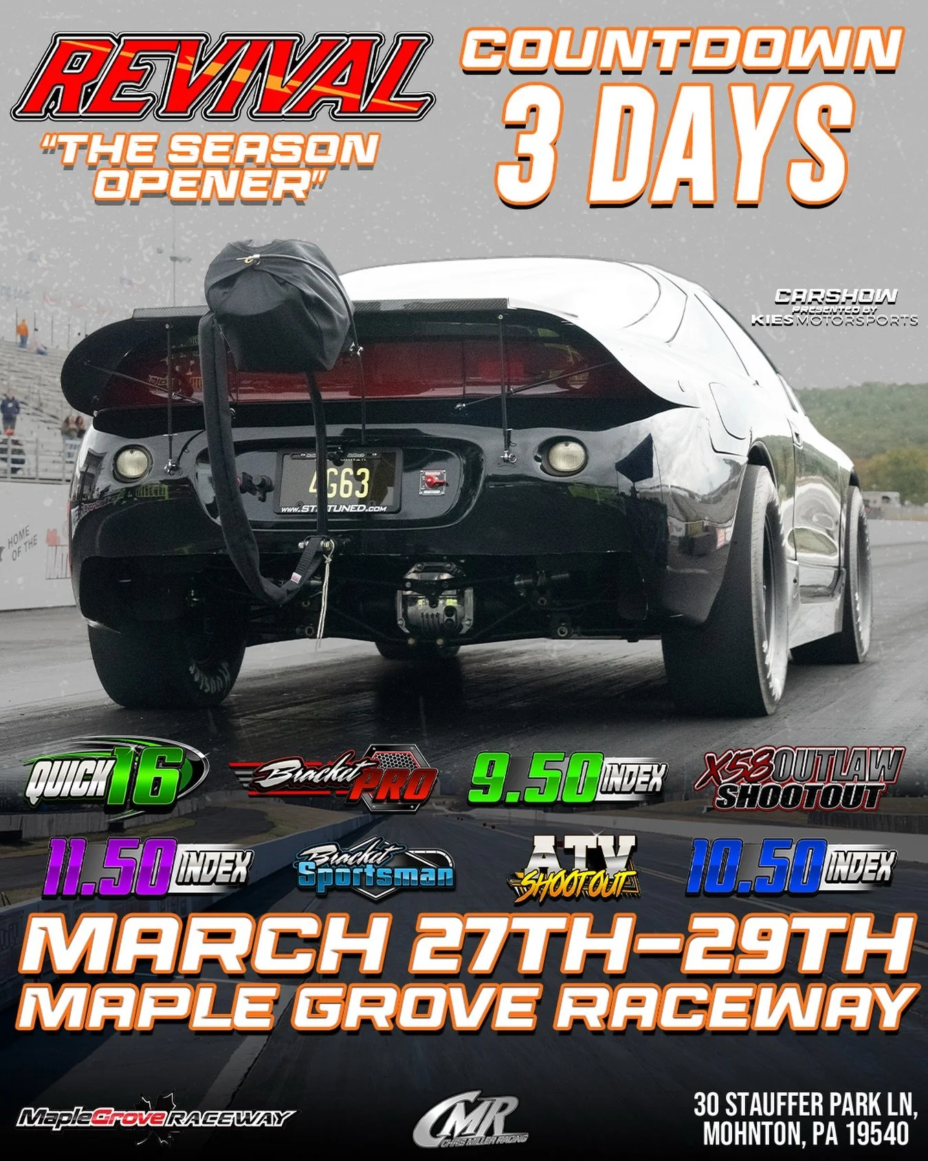 We are pumped for the Season Opener 🔥🔥
Instagram DM 📲 @chrismillerracing
Website 💻 www.cmrproductions.com
Email 📩 info@cmrproductions.com

#CMRProductions #Dragracing #maplegroveraceway #drifting #Pennsylvania