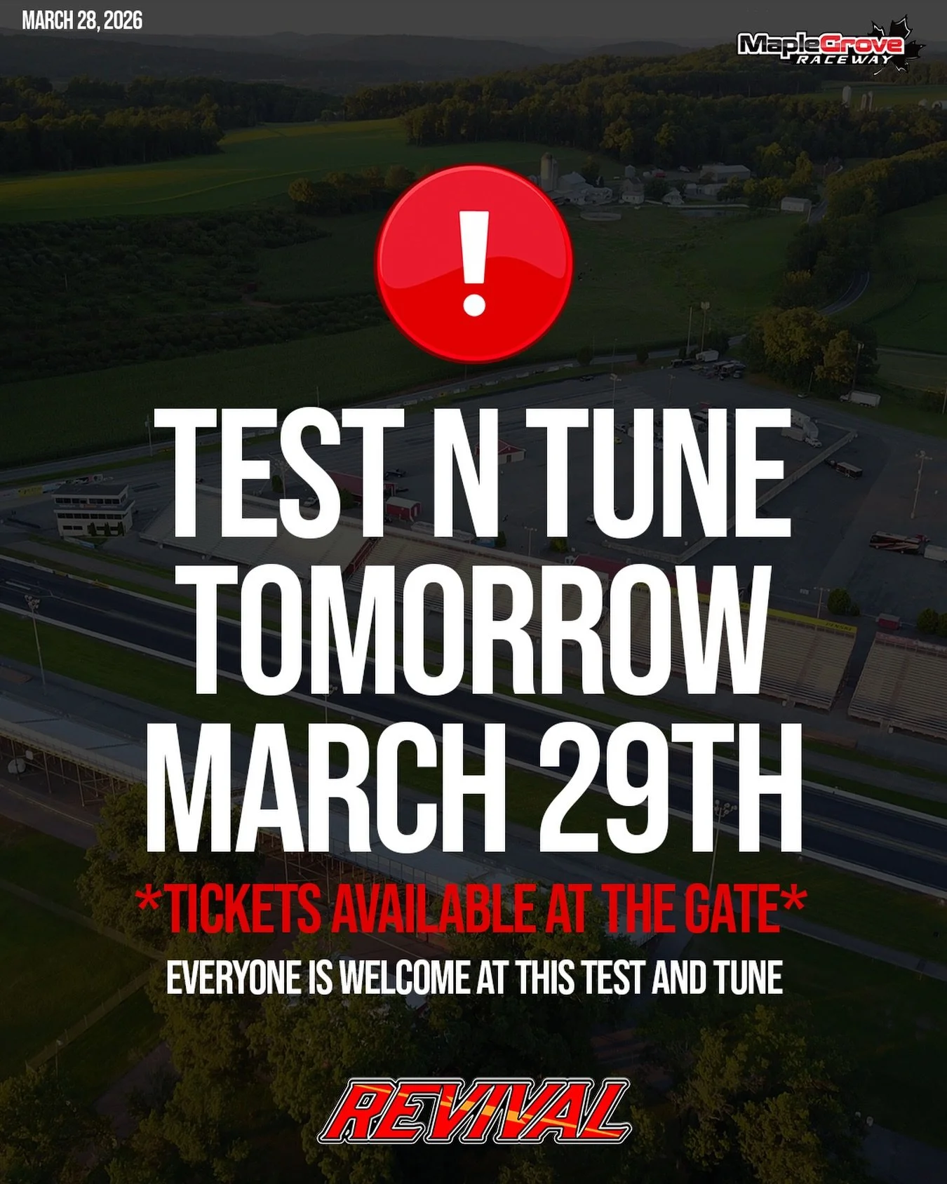 Tomorrow is looking like a great day to test your car!
We will be running a Test and tune lane. All are welcome
Instagram DM 📲 @chrismillerracing
Website 💻 www.cmrproductions.com
Email 📩 info@cmrproductions.com

#CMRProductions #Dragracing #mapleg