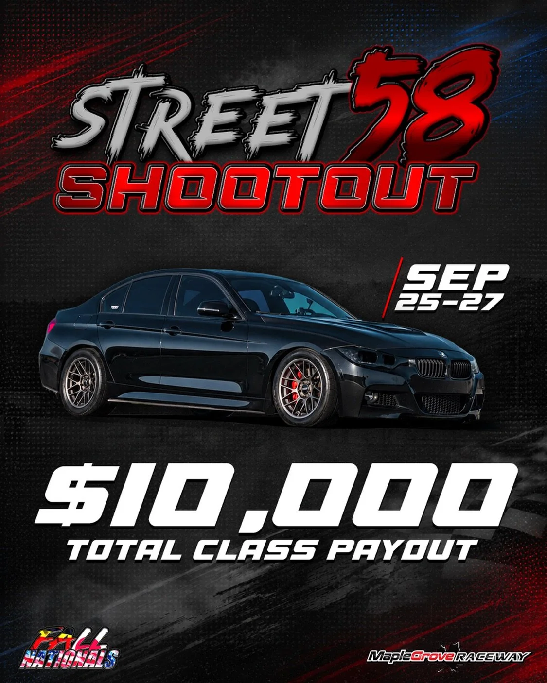 Street58 Shootout! Thought we&rsquo;d bring the heat to the X58 street cars 🔥
Who&rsquo;s taking it home? 👀
🏁 Fall Nationals
📍 Maple Grove Raceway
📅 September 25-27

#FallNationals2026 #Dragracing #maplegroveraceway #bmw daza