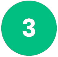 Green circle with black number 3 in the center