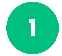 Green circular badge with the number 1 in black text