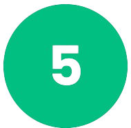 Green circular object with the number 5 in black