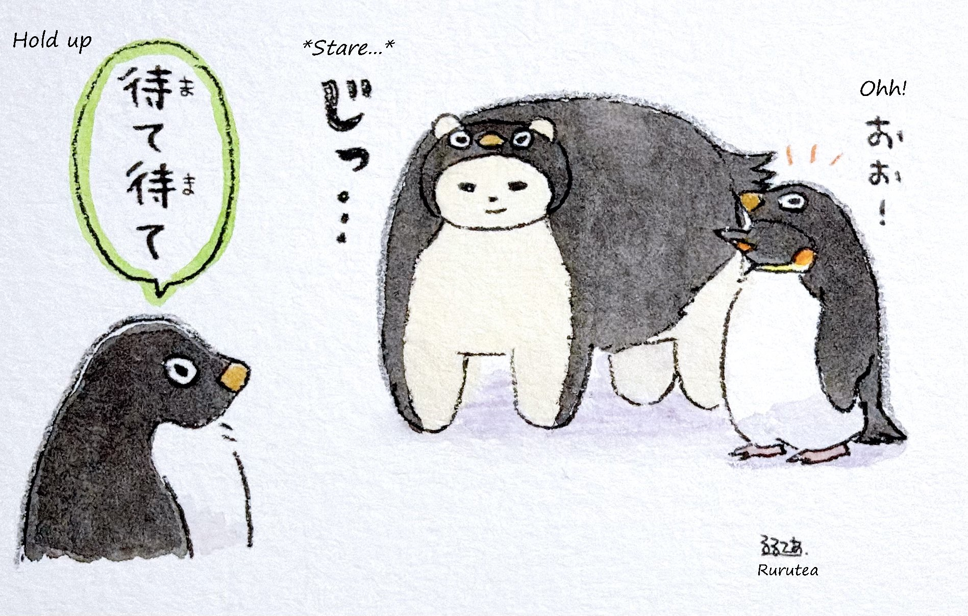  Adult Penguin-san: Ohh!  Polar Bear-san:  stare...   Adelie-san: Hold up 