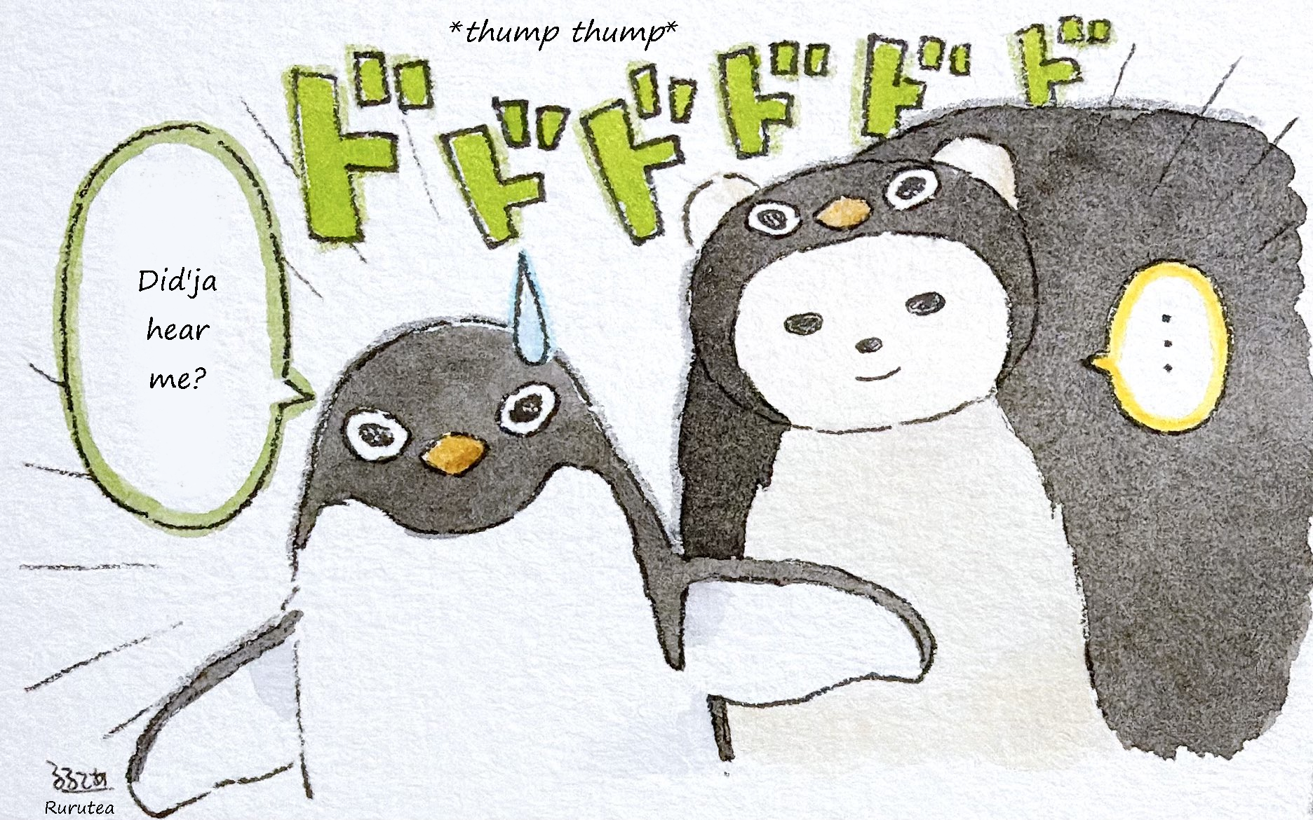  SFX: thump thump (heavy footsteps)  Adelie-san: Did'ja hear me?  Polar Bear-san: ... 