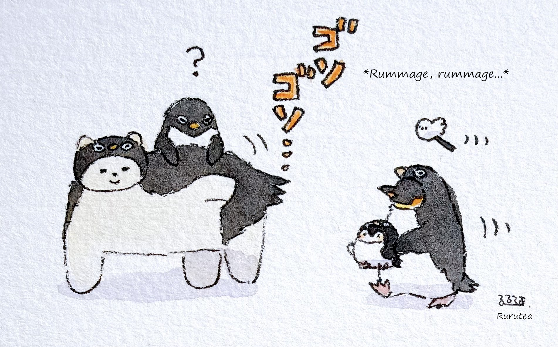  Polar Bear's SFX:  Rummage, rummage...   Adelie-san: ? 