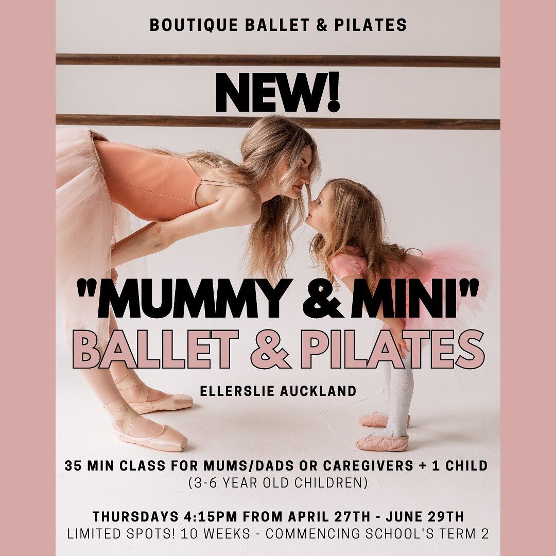 💝 Coming after the school holidays!!

As requested by some of our studio&rsquo;s mums&hellip; 

✨Introducing MUMMY &amp; MINI - Ballet &amp; Pilates! ✨

Thursdays 4:15- 4:50pm
April 27th - June 29th
@boutiqueballetpilates Ellerslie

$160 for 10 cons