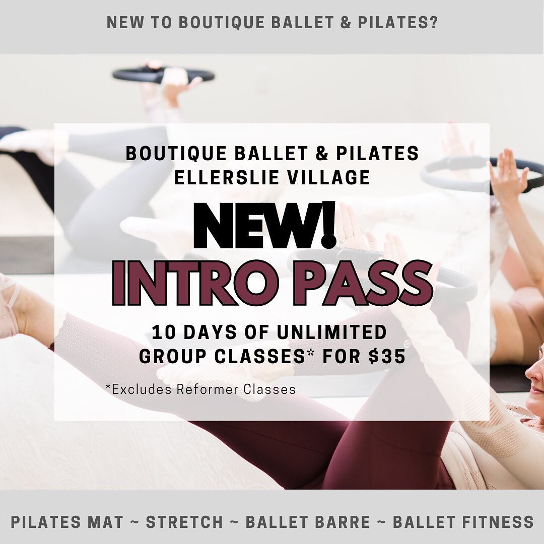✨New! Intro Pass Available ✨

Want to try @boutiqueballetpilates small group classes in Ellerslie, but unsure of which class to choose for your discounted intro class?

✨ Try ALL the classes within 10 days for $35 ✨

- Offer excludes Reformer classes