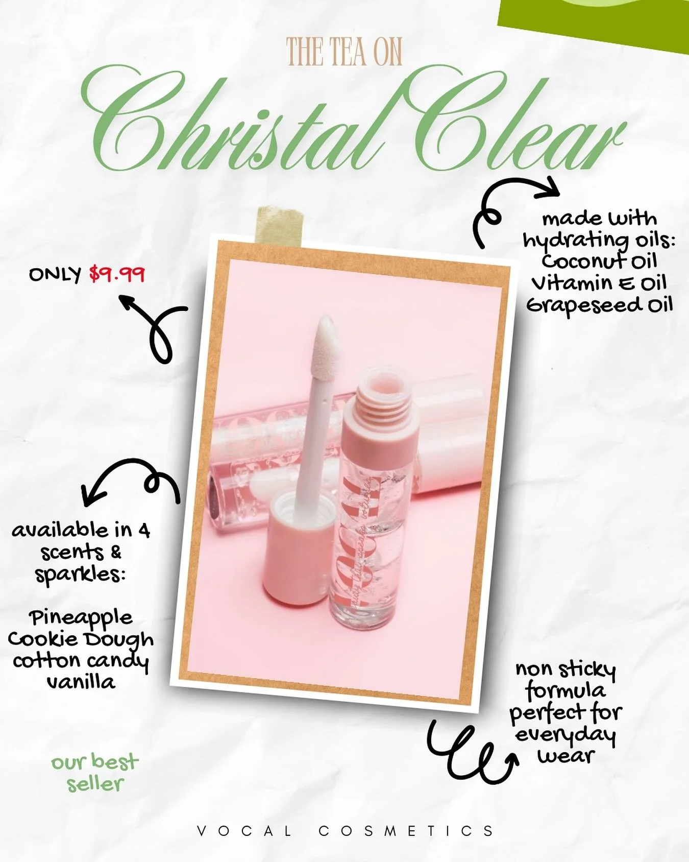 Say hello to Christal Clear&mdash;your go-to for lips that shine, hydrate, and feel oh-so-soft. 💦 Whether you&rsquo;re layering it over your favorite shade or rocking it solo, this gloss gives you that effortless, glassy finish everyone&rsquo;s talk