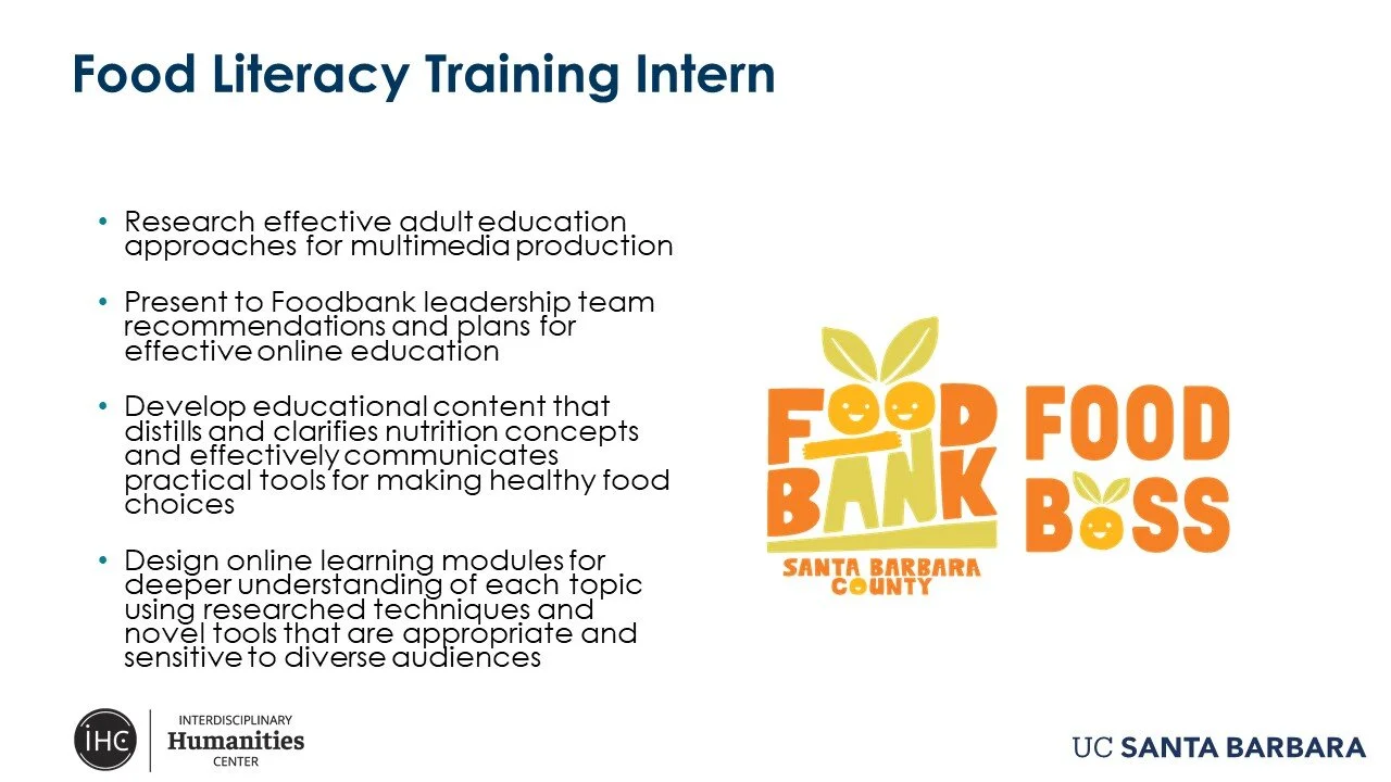 The most interesting aspect of my internship was that the internship objectives of the Foodbank matched well with my personal motivation of creating an engaging multimedia program for the public.