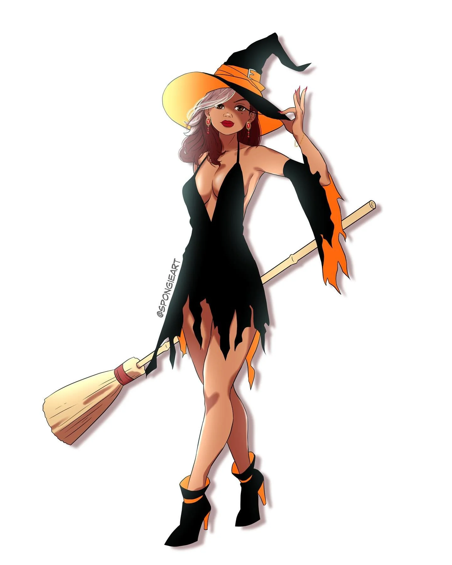 Happy Halloween 🧙&zwj;♀️🖤🧡
.
.
.
#atom #spongieart #blackartist #youngartist #digitalart #digitalpainting #art #cartoon #illustration #drawing #draw #picture #artistsoninstagram #artist #sketch #artsy #instaart #halloween