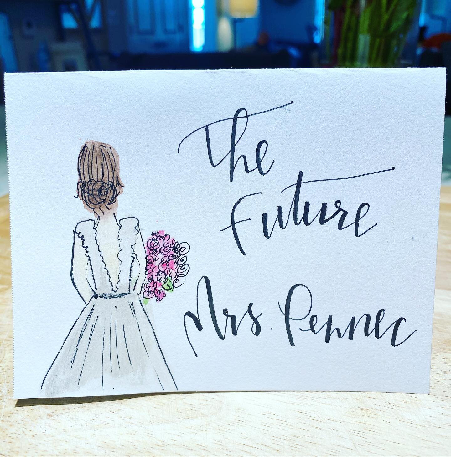 For the sweetest bride to be. 👰🏻
.
.
.
.
.
#wedding #bridalshower #bride #thefuturemrs #watercolor #greetingcard #engagement #saltwaterscripts