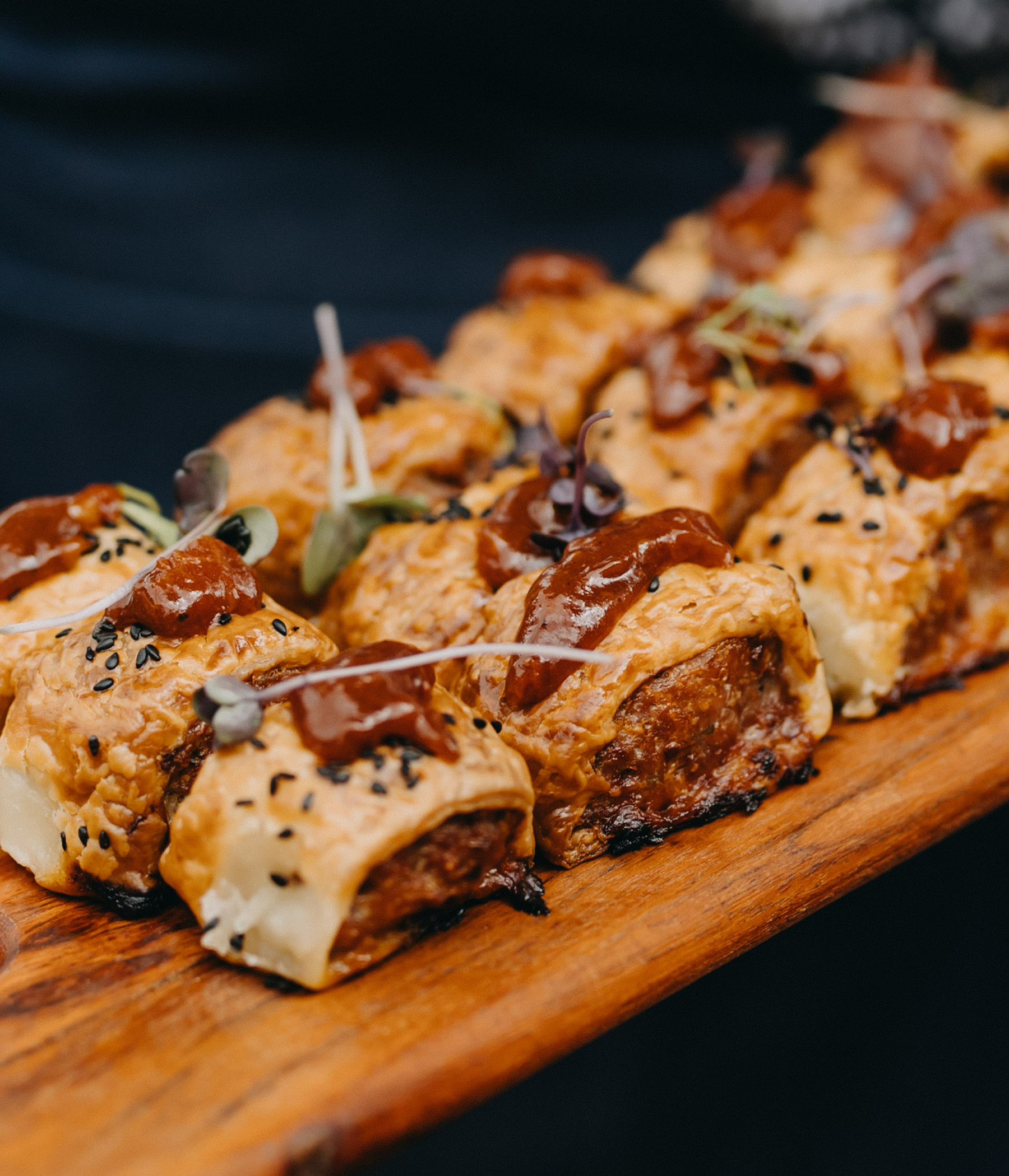 Pork and fennel sausages rolls with Smokey BBQ Chutney