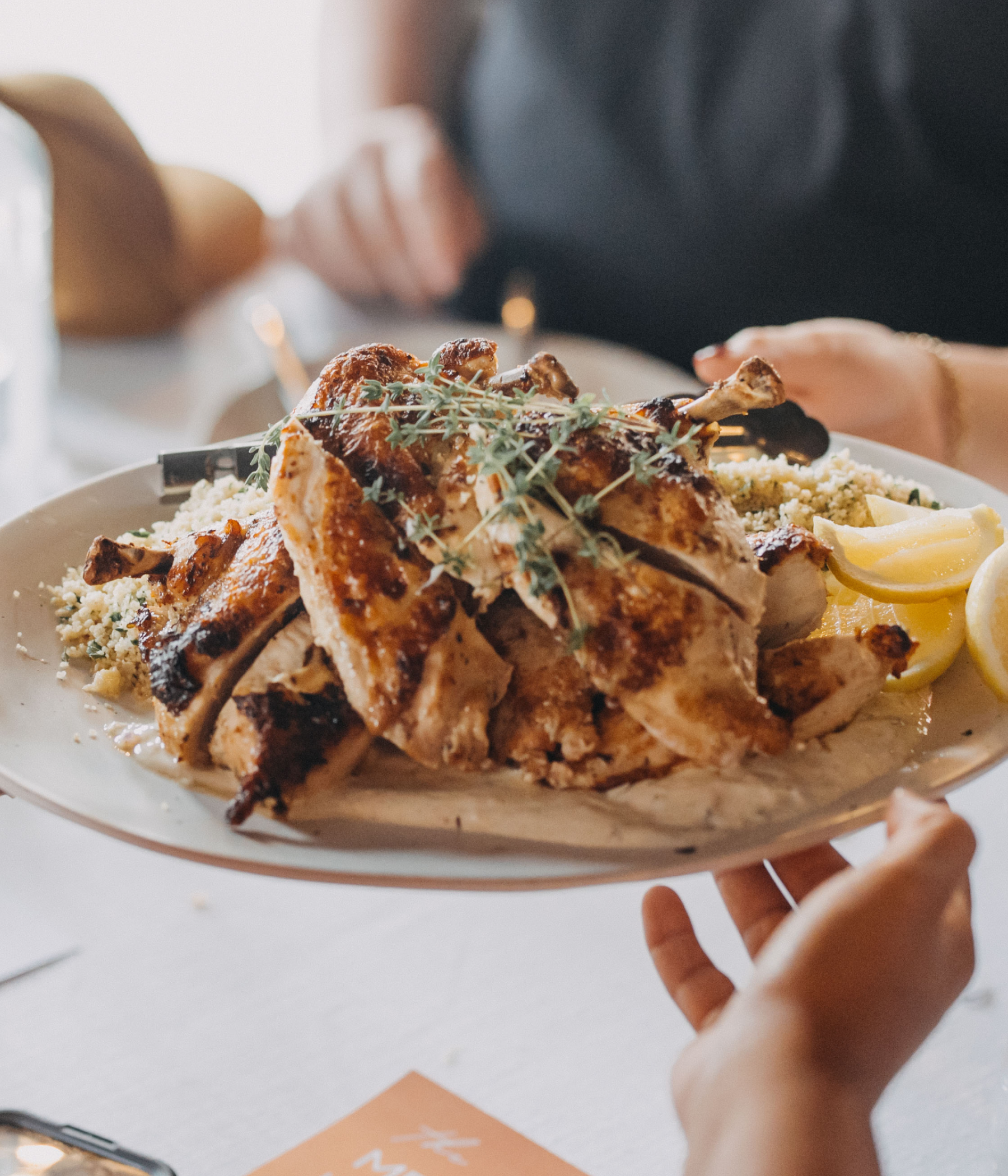 Roasted chicken breast, lemon, garlic, thyme