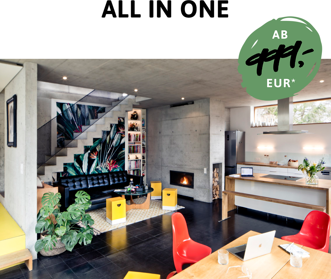 Offener Raum mit Sofa und Sitzgruppe, Kamin, Tisch- und Sitzgruppe, Komfort und Gemütlichkeit, Events für Gruppen
