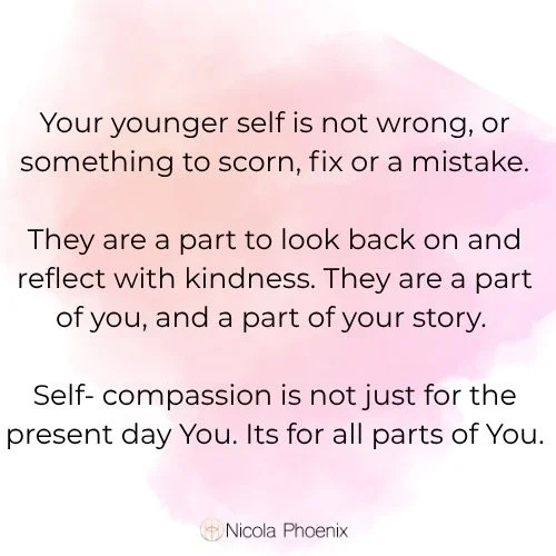 Self-compassion isn&rsquo;t just for who you are today &mdash; it&rsquo;s a healing balm for every version of you that has ever existed. The younger self who tried so hard to belong, the teenage self who hid her truth, the older self who carries quie