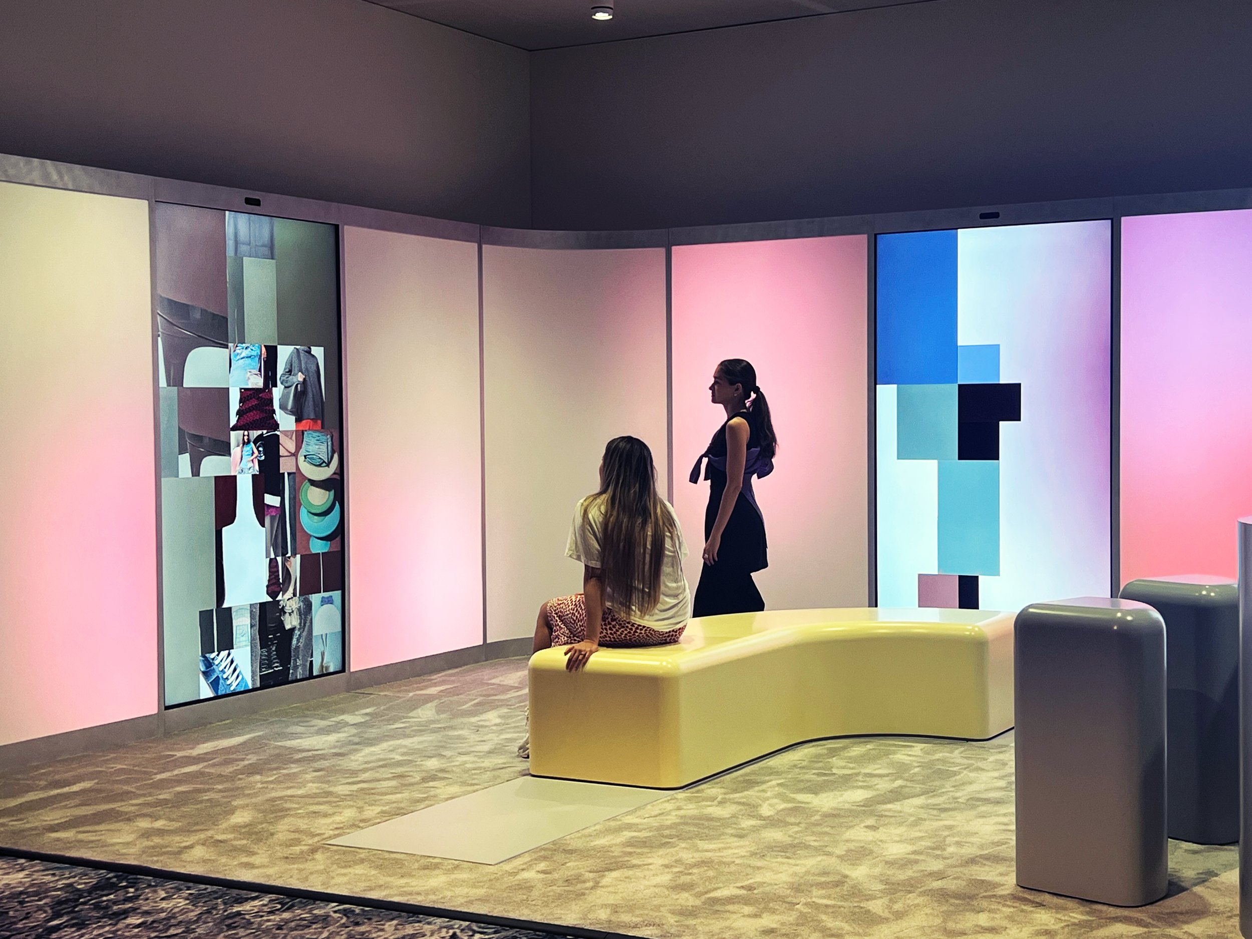 A view of the interactive screens in the Farfetch Immersive Lounge at Art Basel Miami Beach 2022.