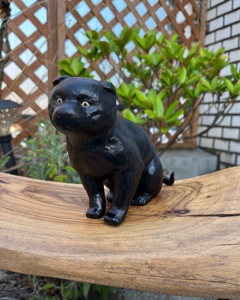 This is a small replica of my favorite Japanese artwork. The original is a wooden statue of a puppy. Eight hundred years ago it belonged to a Kyoto monk named Myōe (1173&ndash;1232). My toy version is a faithful reproduction right down to the texture