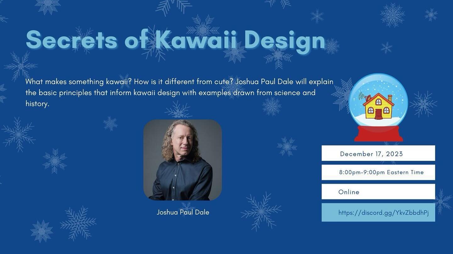 I&rsquo;ll give an online seminar on kawaii design for Casa Con 2023 #casacon. 
It&rsquo;s Saturday, Dec. 16 from 8:00 pm to 9:00 pm EST and it&rsquo;s free! 
Info. is here: https://casacon.nardio.net #kawaii #cute #irresistible #cutestudies
