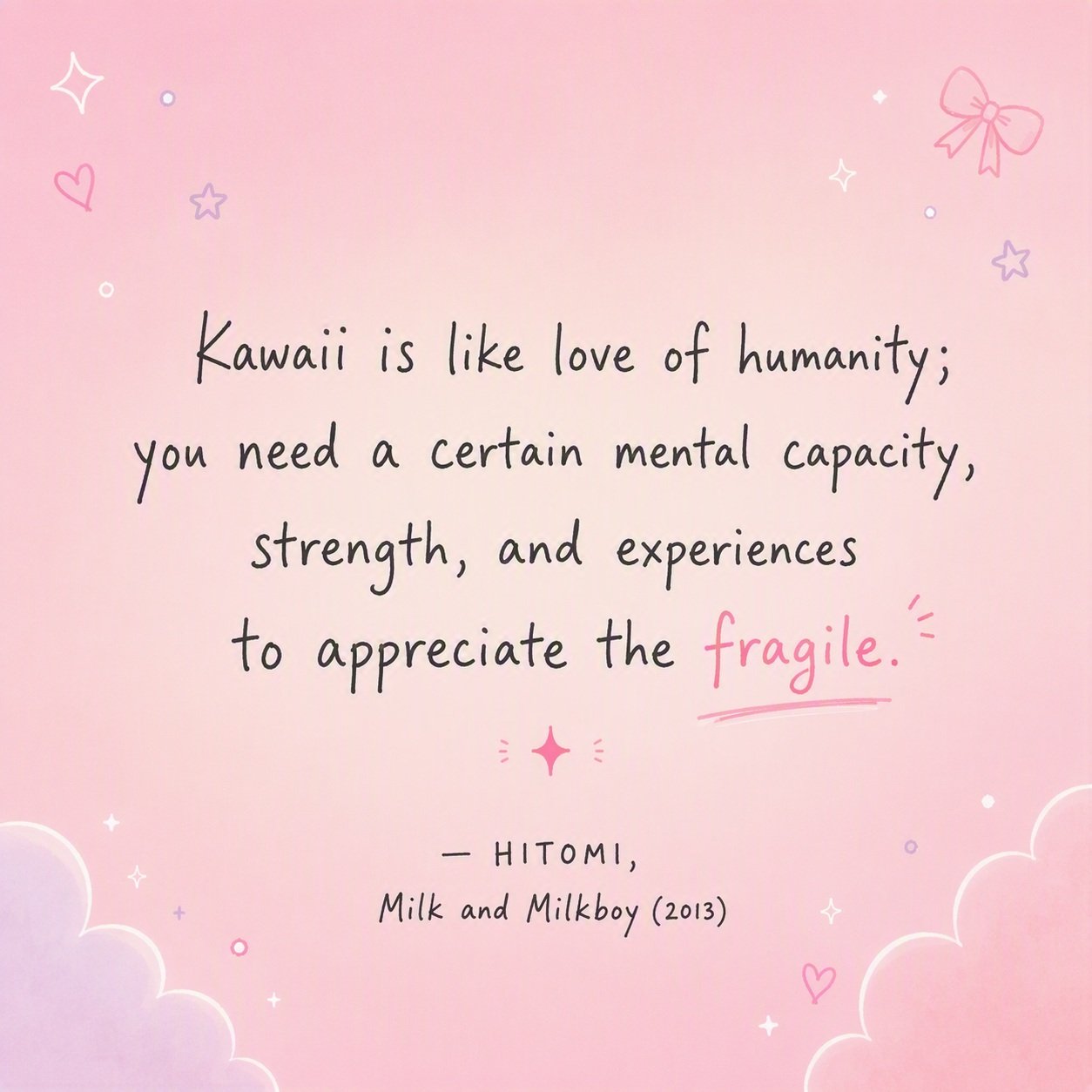 Source: Monden, Masafumi. "Glac&eacute; Wonderland: Cuteness, Sexuality and Young Women." Japanese Fashion Cultures: Dress and gender in contemporary Japan. London:
Bloomsbury Academic, 2015. 77&ndash;106. #kawaii #cute #cutestudies