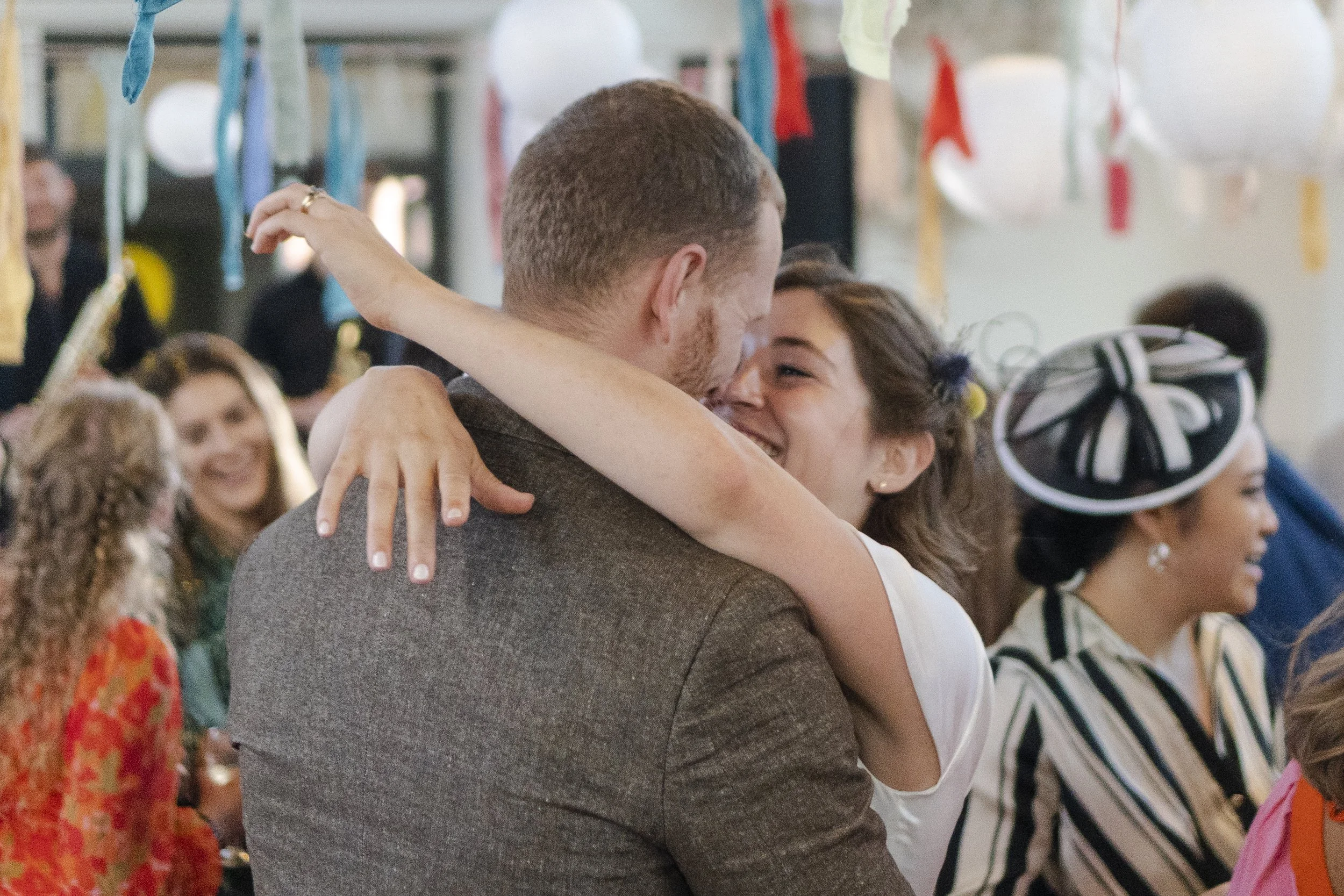Wedding couple dancing very close with each other head to head at a Highgate, London Wedding.