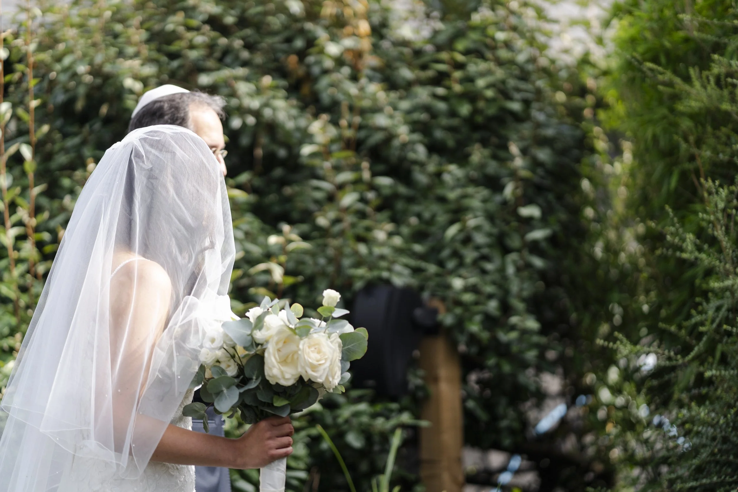 Father & bride walking towards the wedding ceremony at a Micklefield Hall Wedding,