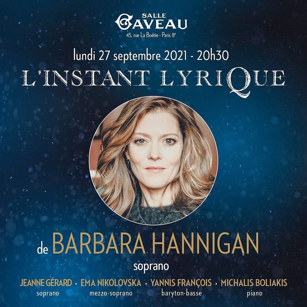 We are part of the season opening of @linstantlyrique! @jeanne_gerard_soprano, Ema Nikolovska,&nbsp;@yannisfrancois and Michalis Boliakis perform at @sallegaveau in #Paris next Monday, September 27, alongside our founder @hannigan.barbara!
&ndash;&nd